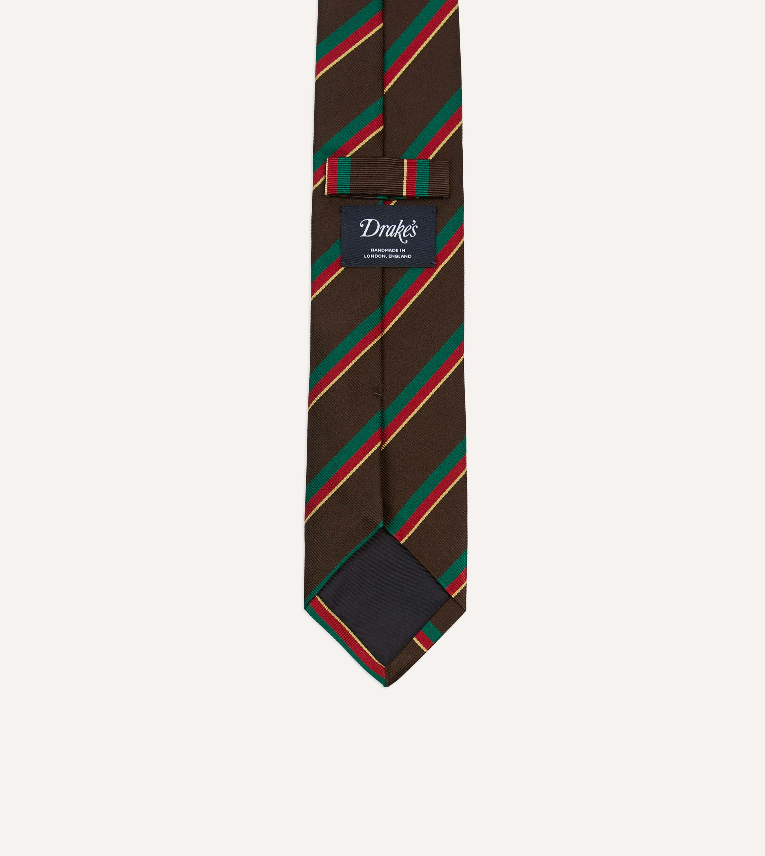 Brown, Green, Red and Yellow Multi Stripe Repp Silk Tipped Tie