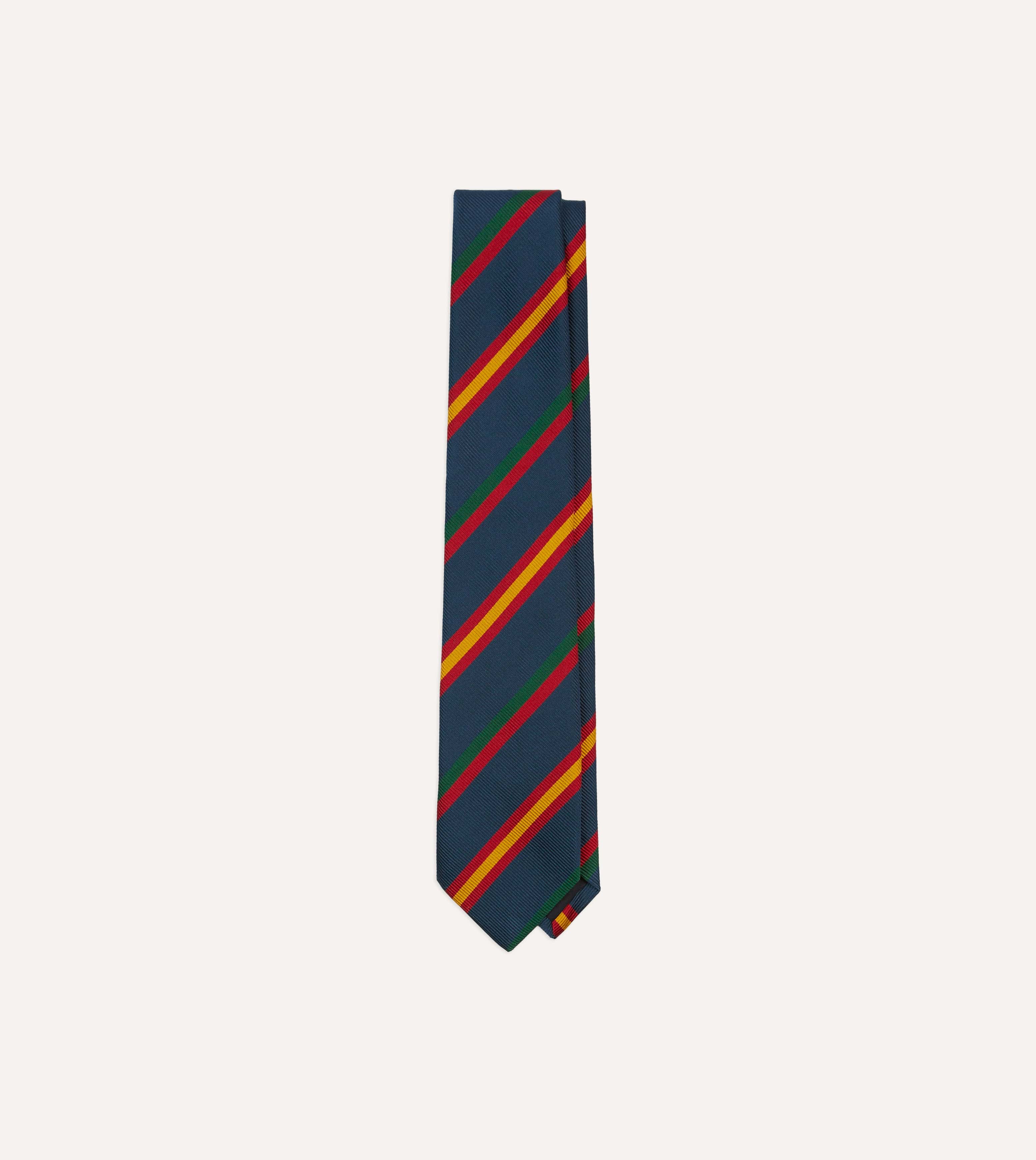 Navy, Red and Yellow Stripe Repp Silk Tipped Tie