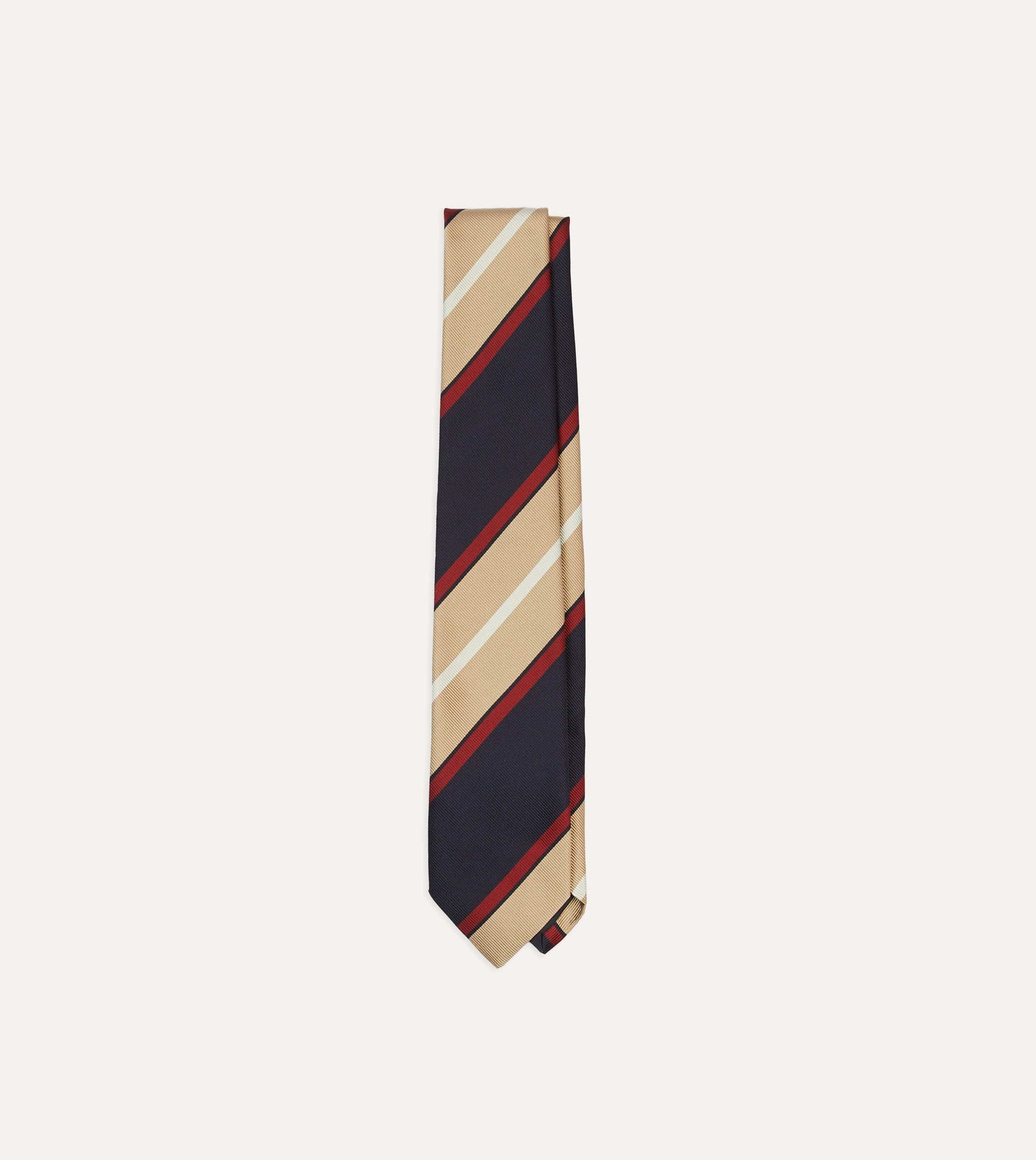 Navy, Red and Gold Stripe Repp Silk Tipped Tie
