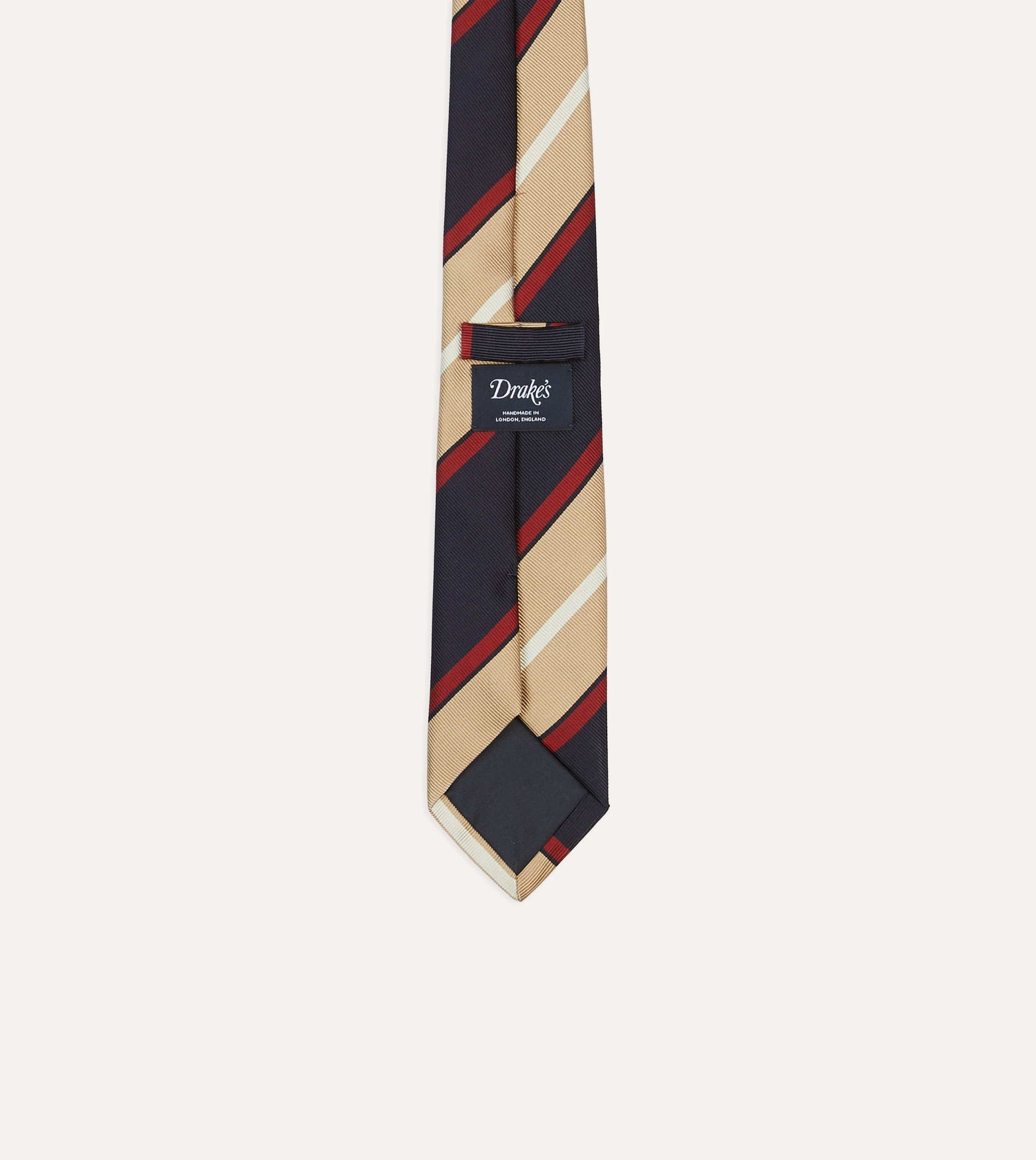 Navy, Red and Gold Stripe Repp Silk Tipped Tie