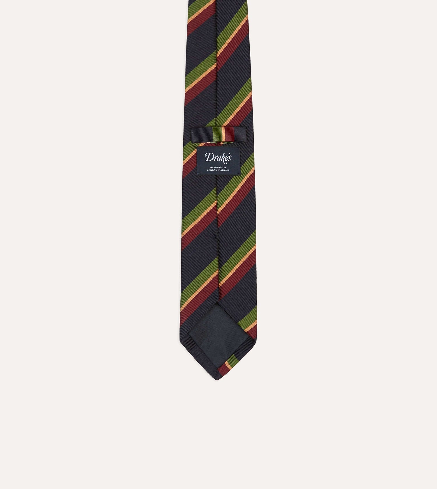 Navy, Green and Red Sandwich Stripe Repp Silk Tipped Tie