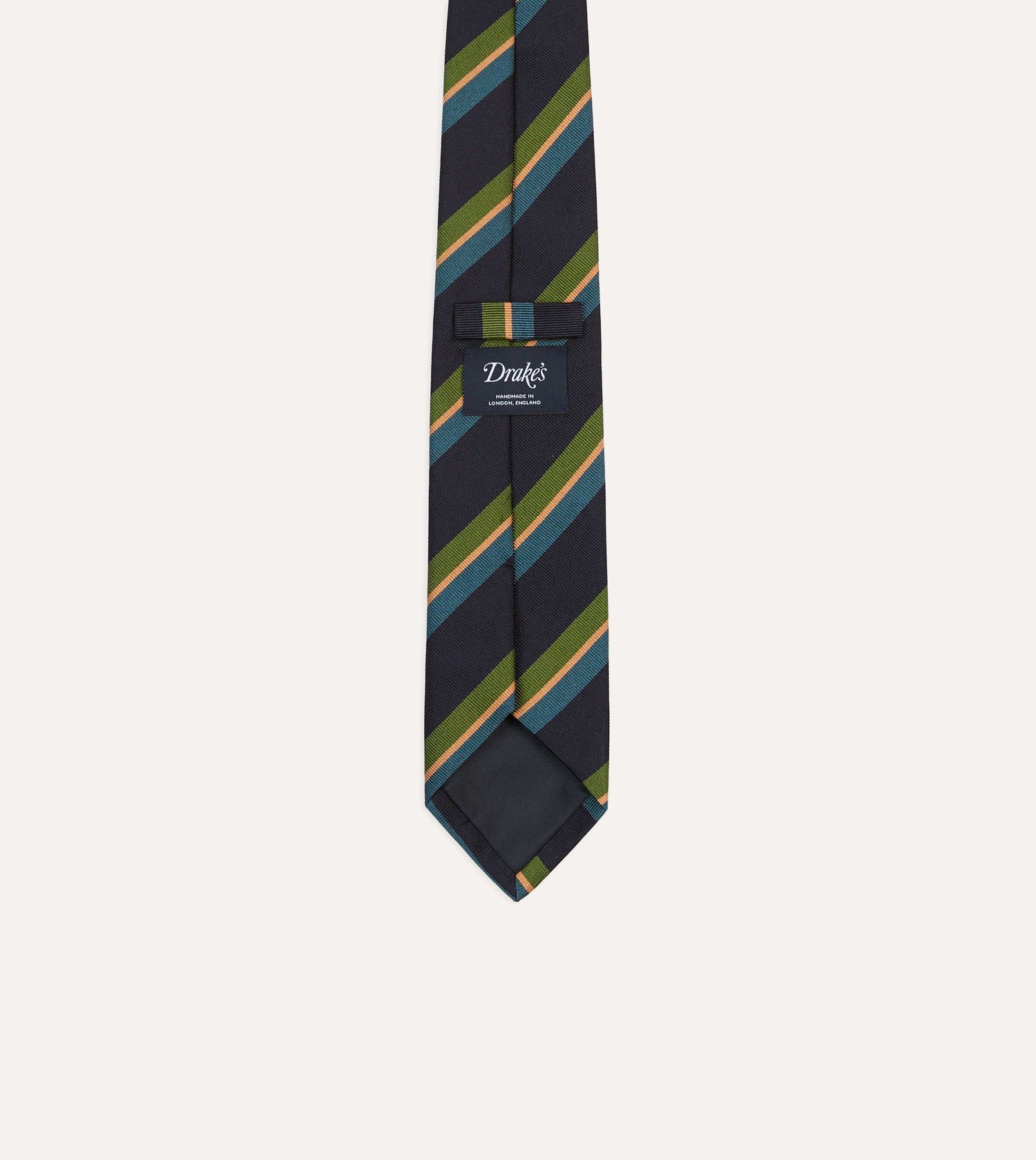 Navy, Green and Blue Sandwich Stripe Repp Silk Tipped Tie