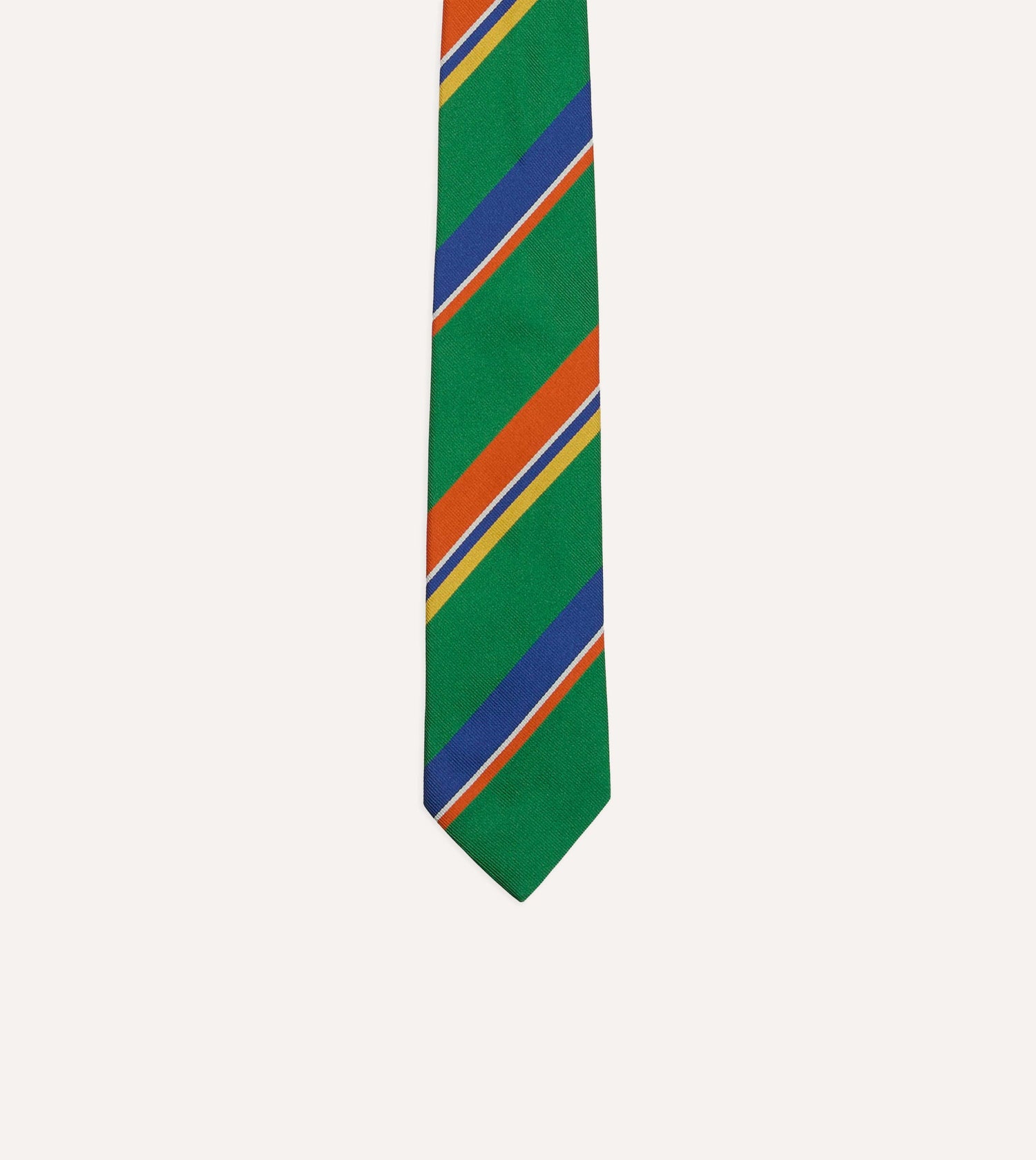 Green, Orange and Blue Multi Stripe Repp Silk Tipped Tie