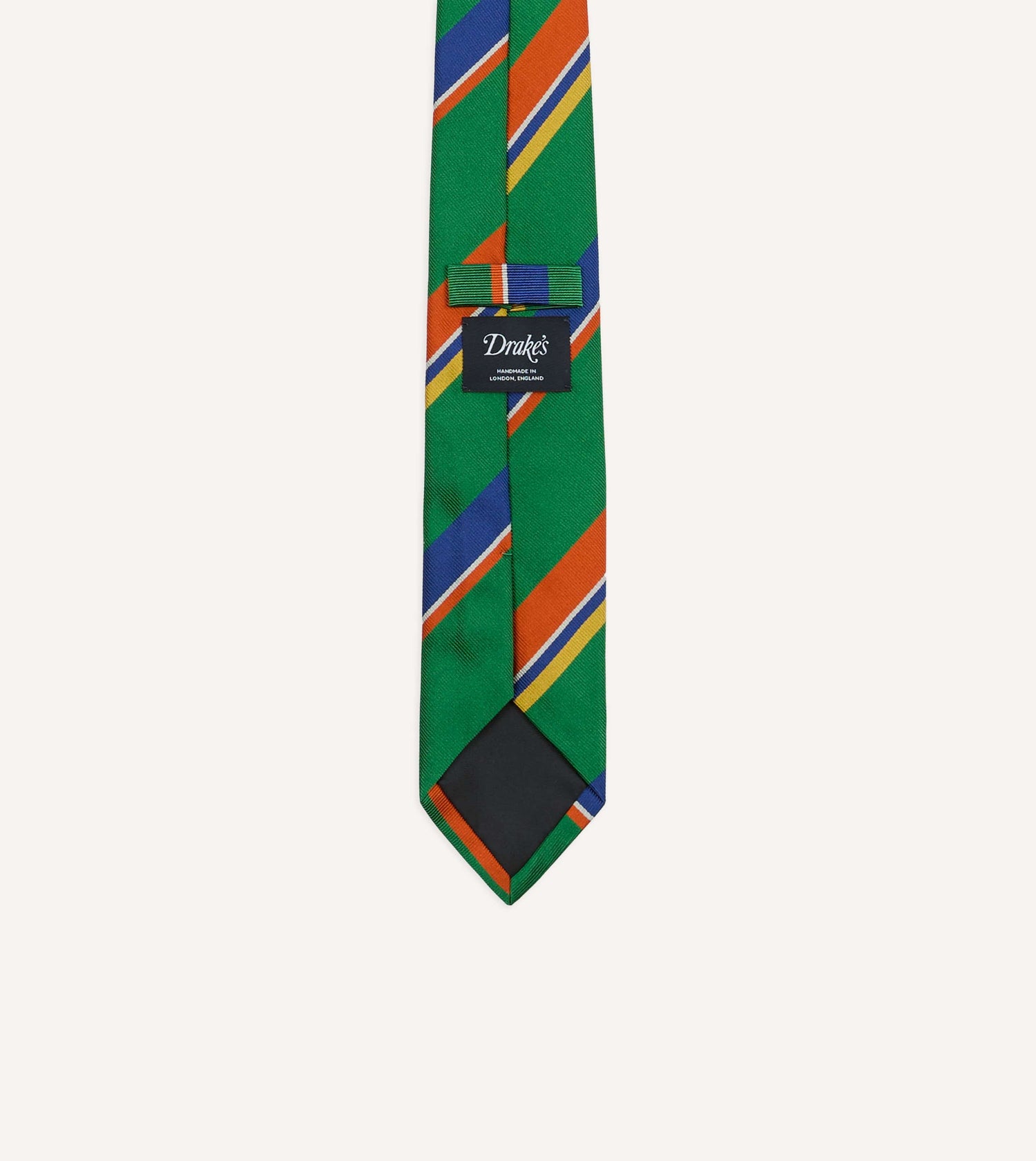 Green, Orange and Blue Multi Stripe Repp Silk Tipped Tie