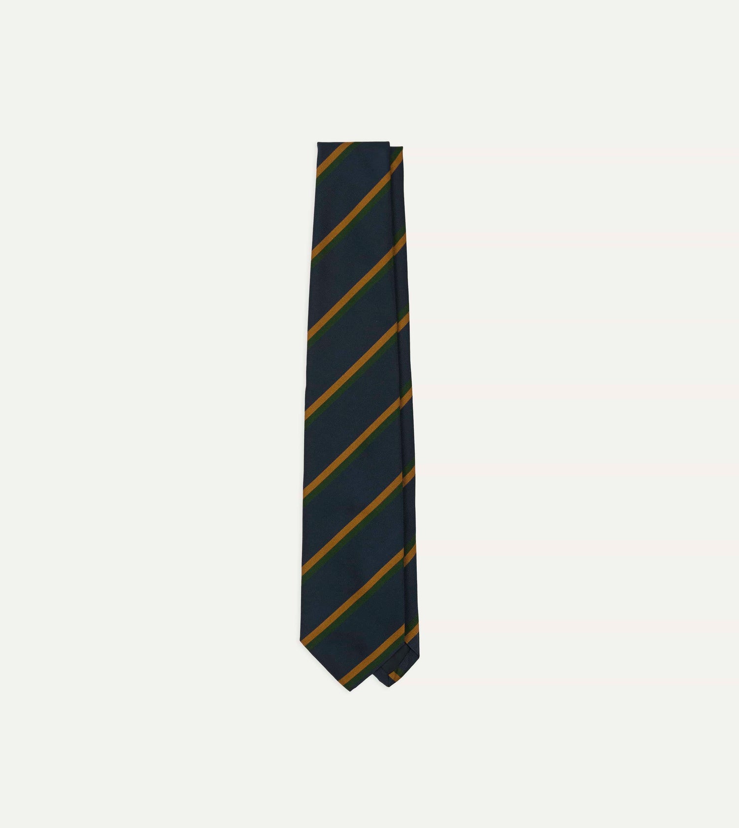 Navy, Yellow and Green Stripe Mogador Silk Tipped Tie