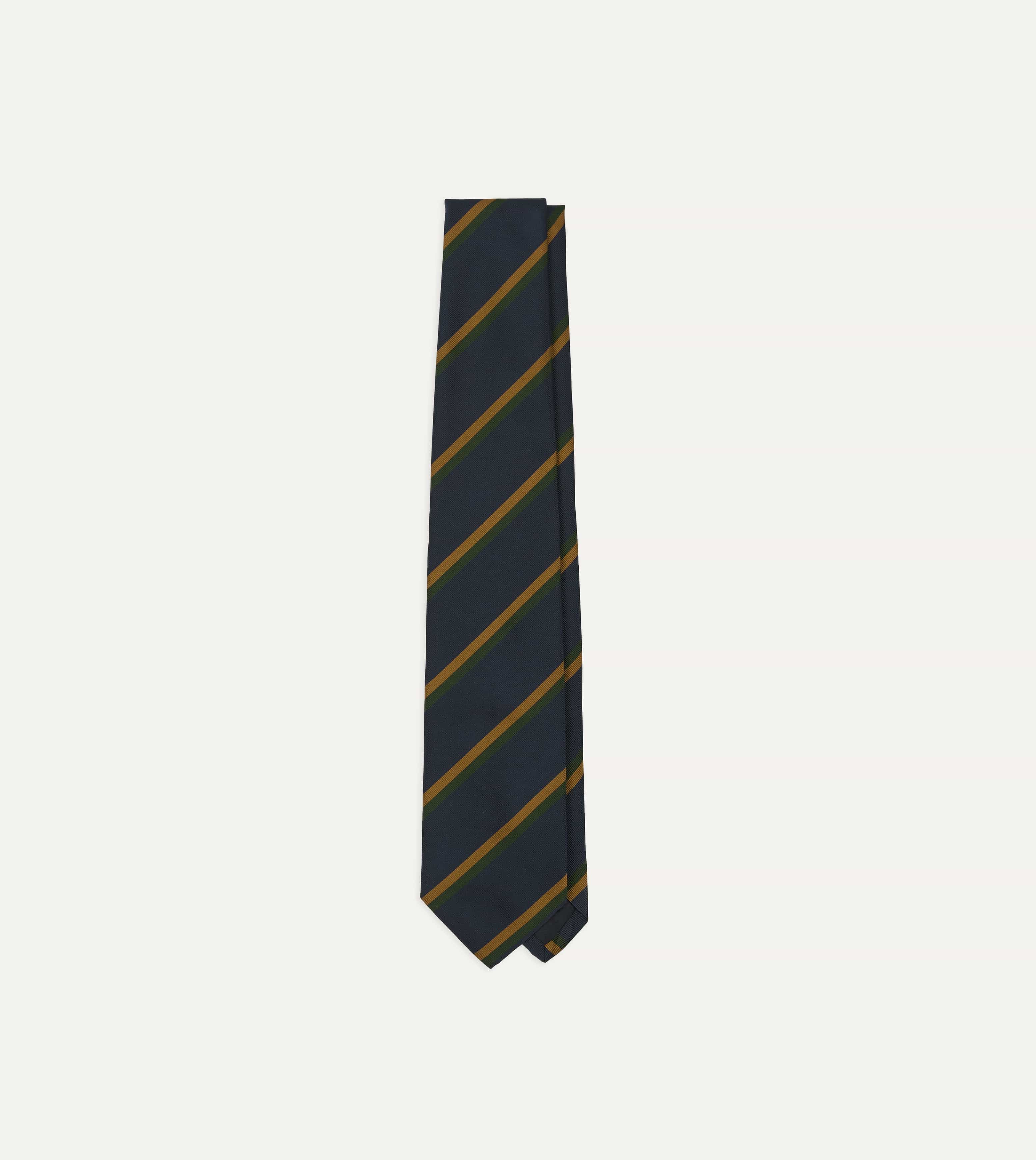 Navy, Yellow and Green Stripe Mogador Silk Tipped Tie
