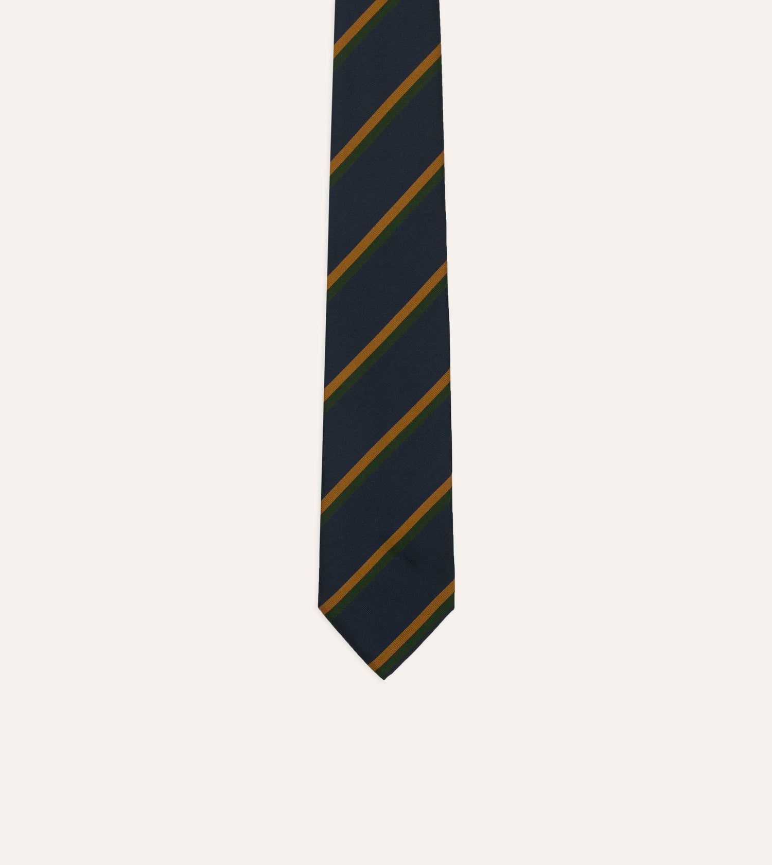 Navy, Yellow and Green Stripe Mogador Silk Tipped Tie
