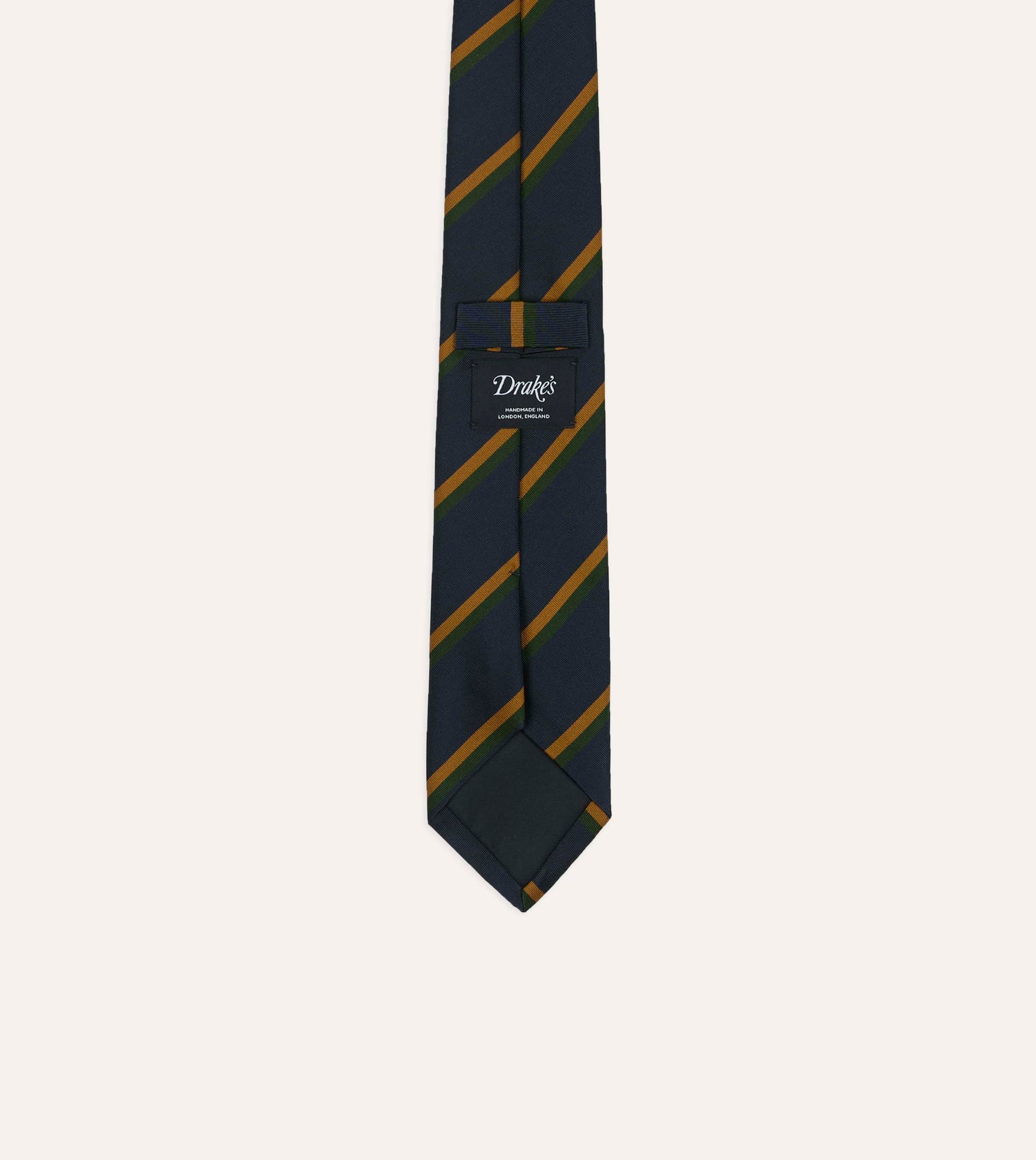 Navy, Yellow and Green Stripe Mogador Silk Tipped Tie