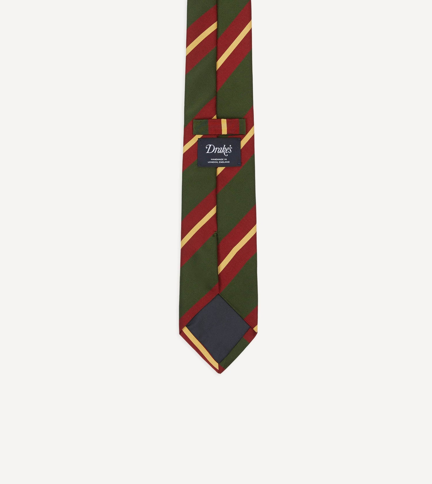 Green, Red and Gold Stripe Mogador Cotton-Silk Tipped Tie