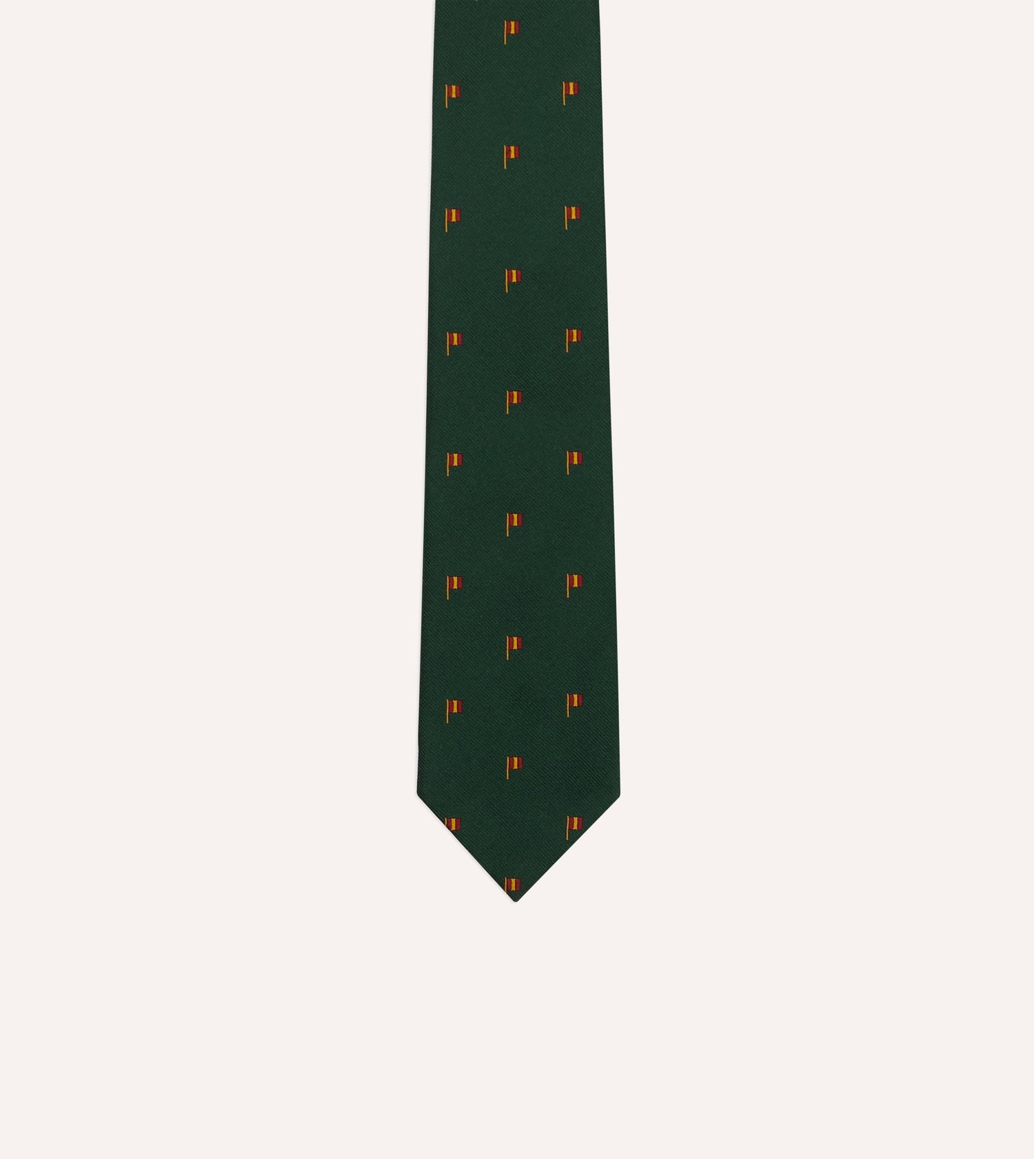 Green Flag Motif Repp Silk Tipped Tie