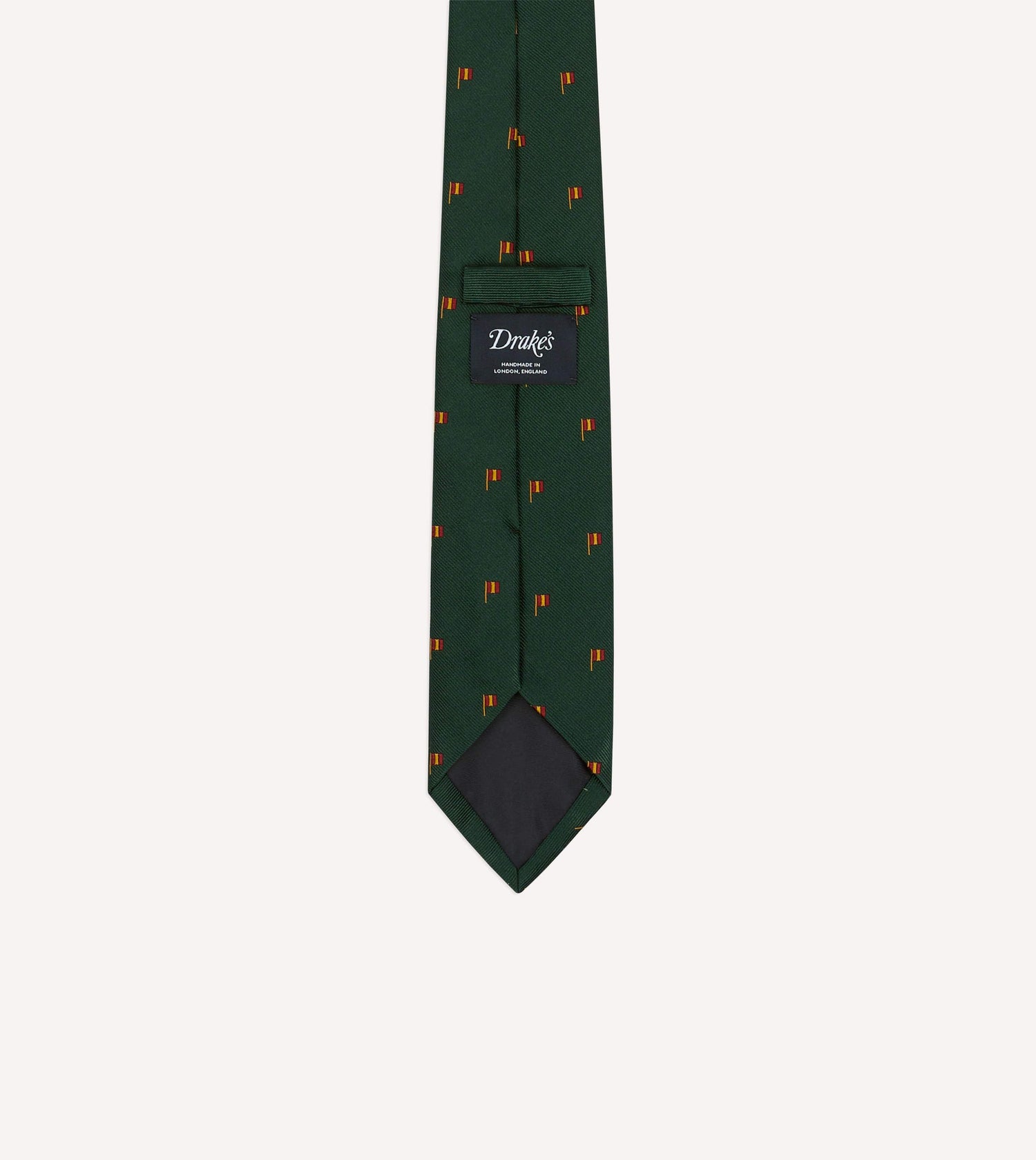Green Flag Motif Repp Silk Tipped Tie