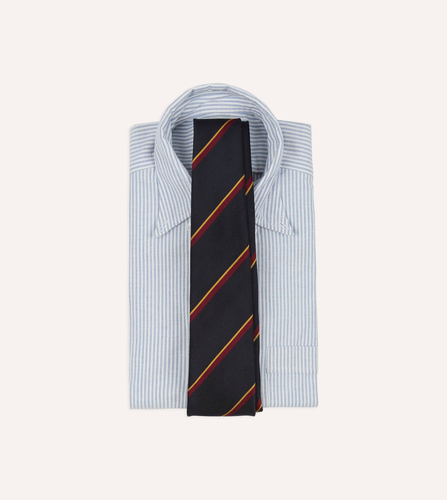Navy, Red and Yellow Regimental Stripe Repp Silk Tipped Tie