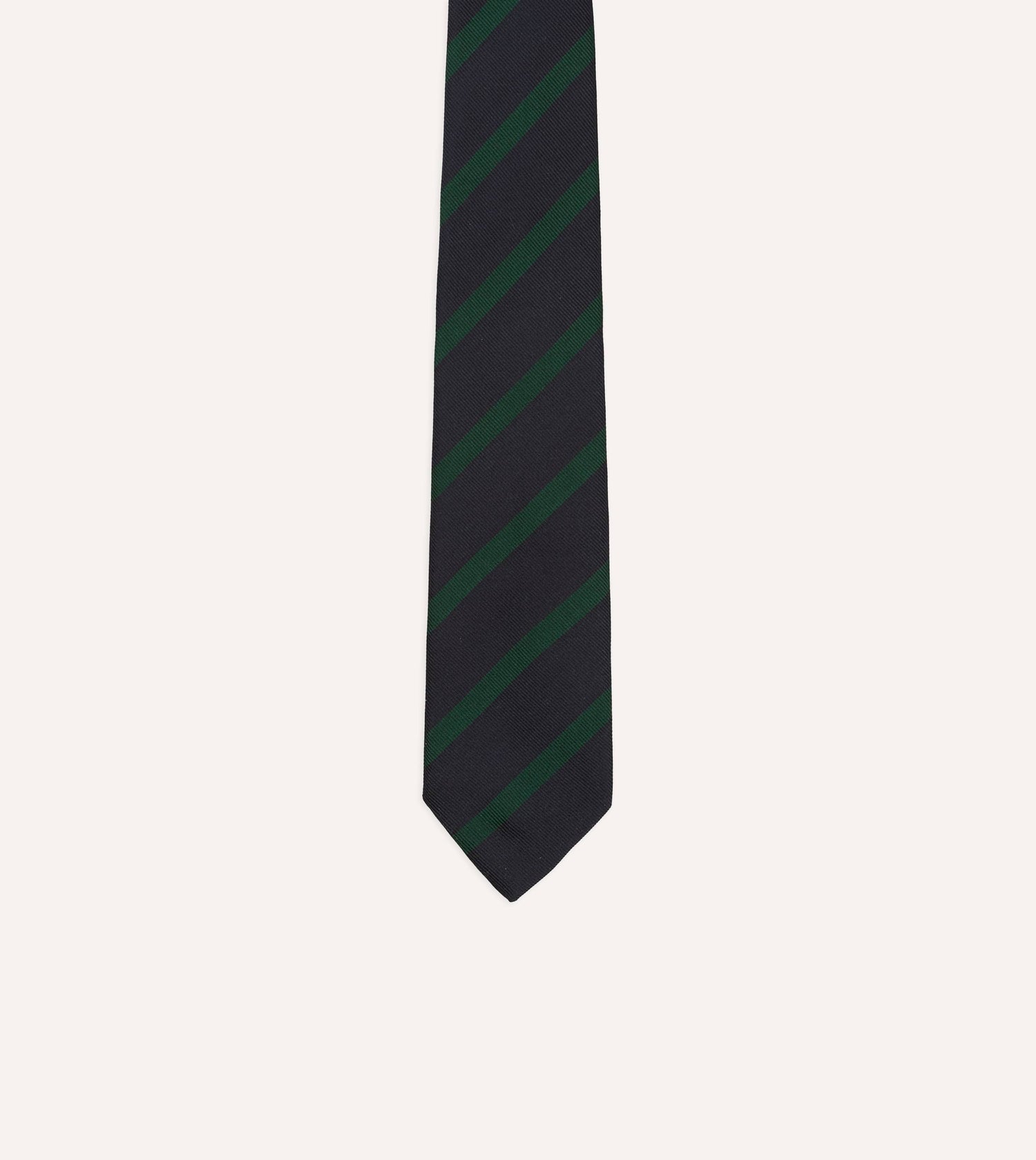 Navy and Green Bar Stripe Repp Silk Tipped Tie