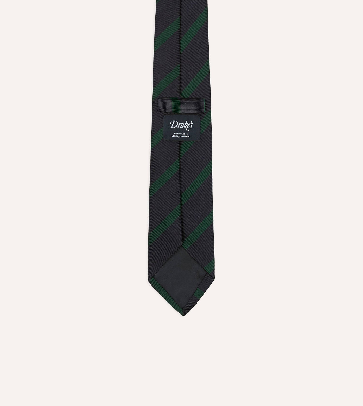 Navy and Green Bar Stripe Repp Silk Tipped Tie