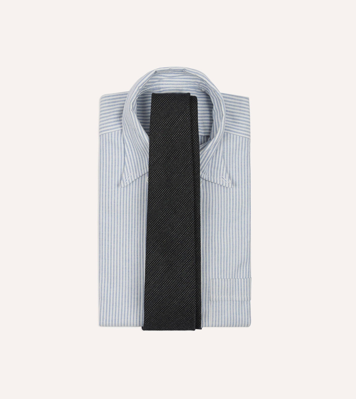 Navy Oxford Weave Wool-Silk Tipped Tie