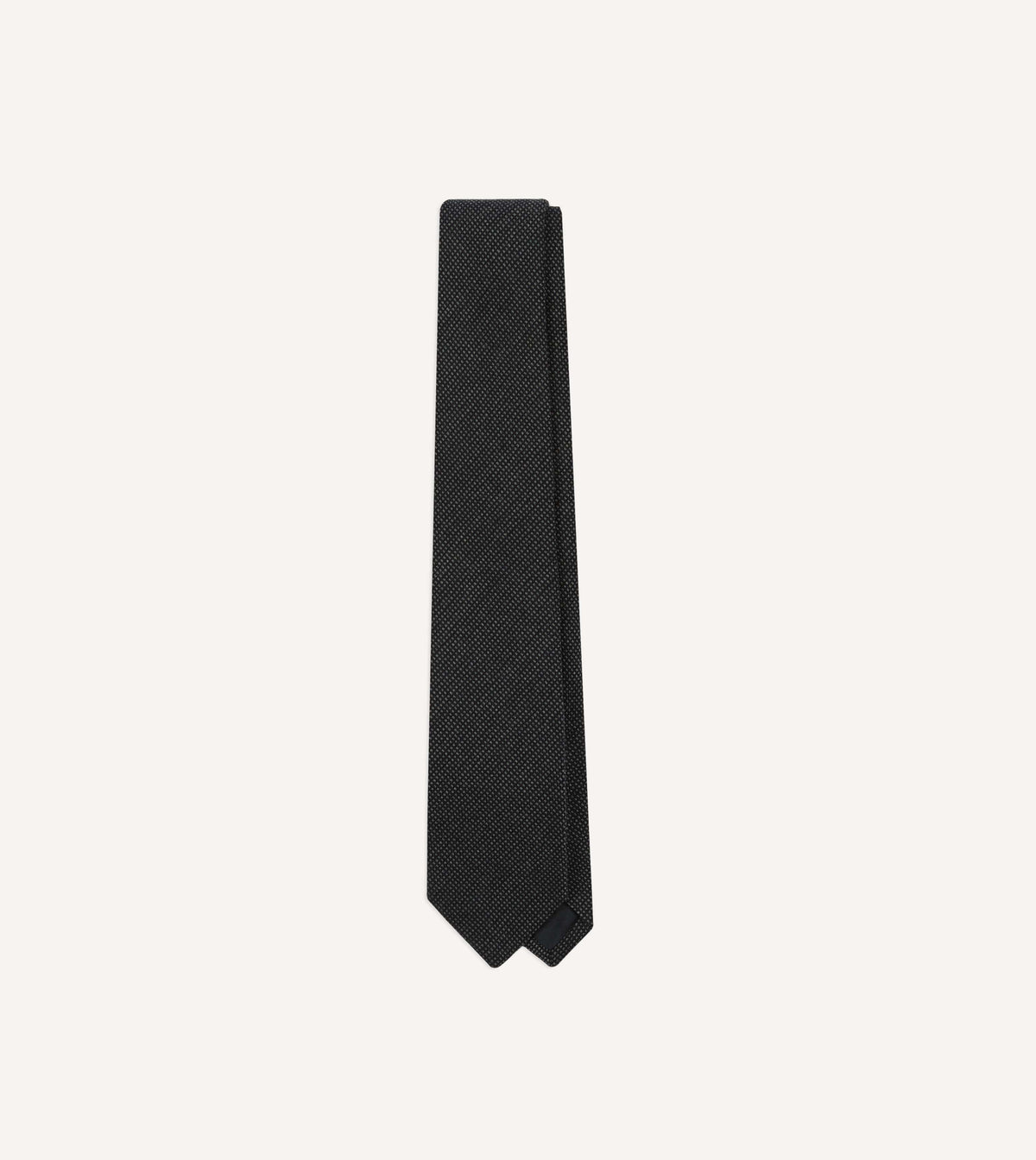 Navy Oxford Weave Wool-Silk Tipped Tie