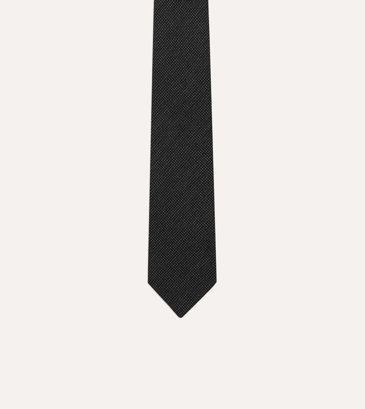 Navy Oxford Weave Wool-Silk Tipped Tie
