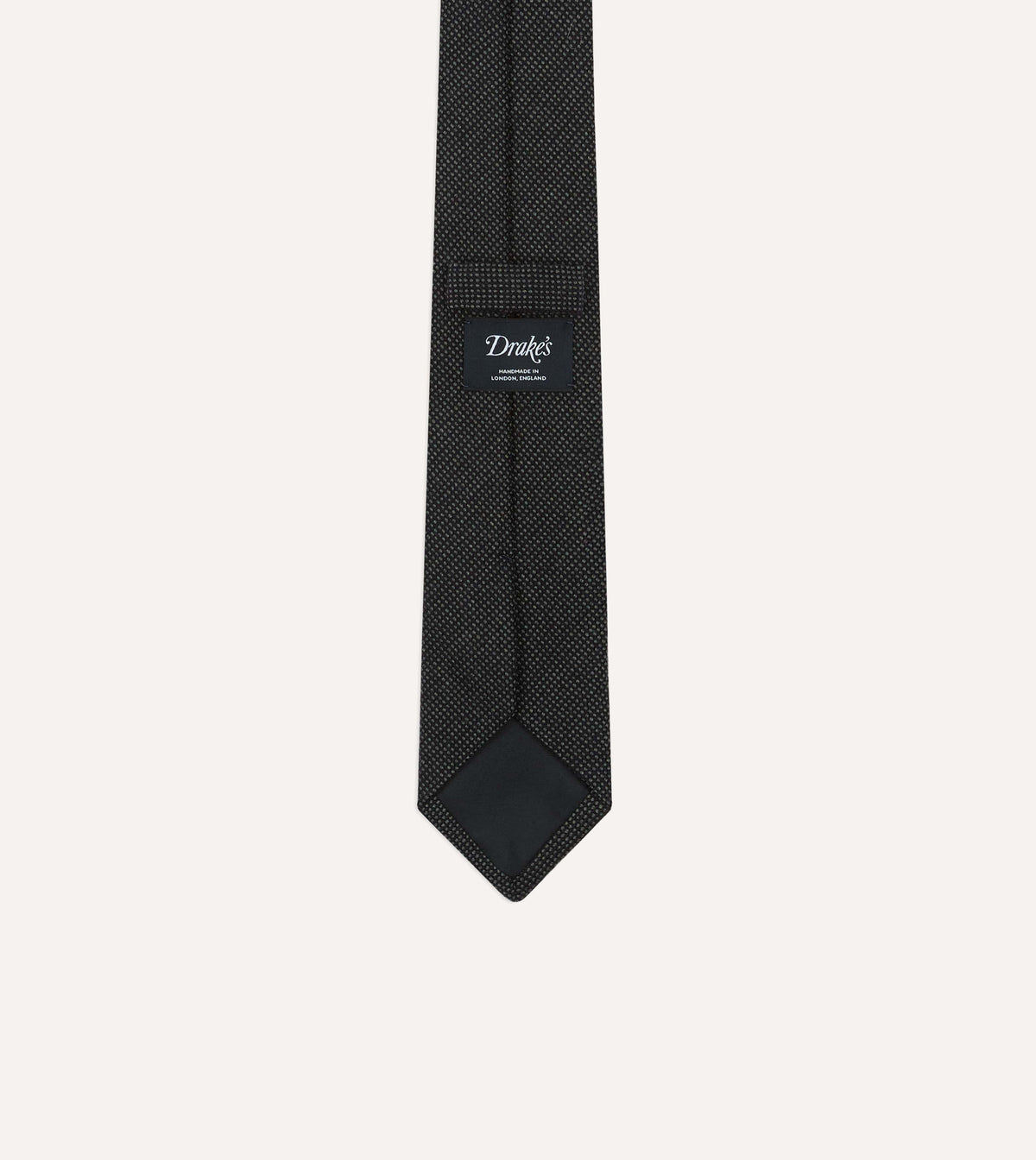 Navy Oxford Weave Wool-Silk Tipped Tie