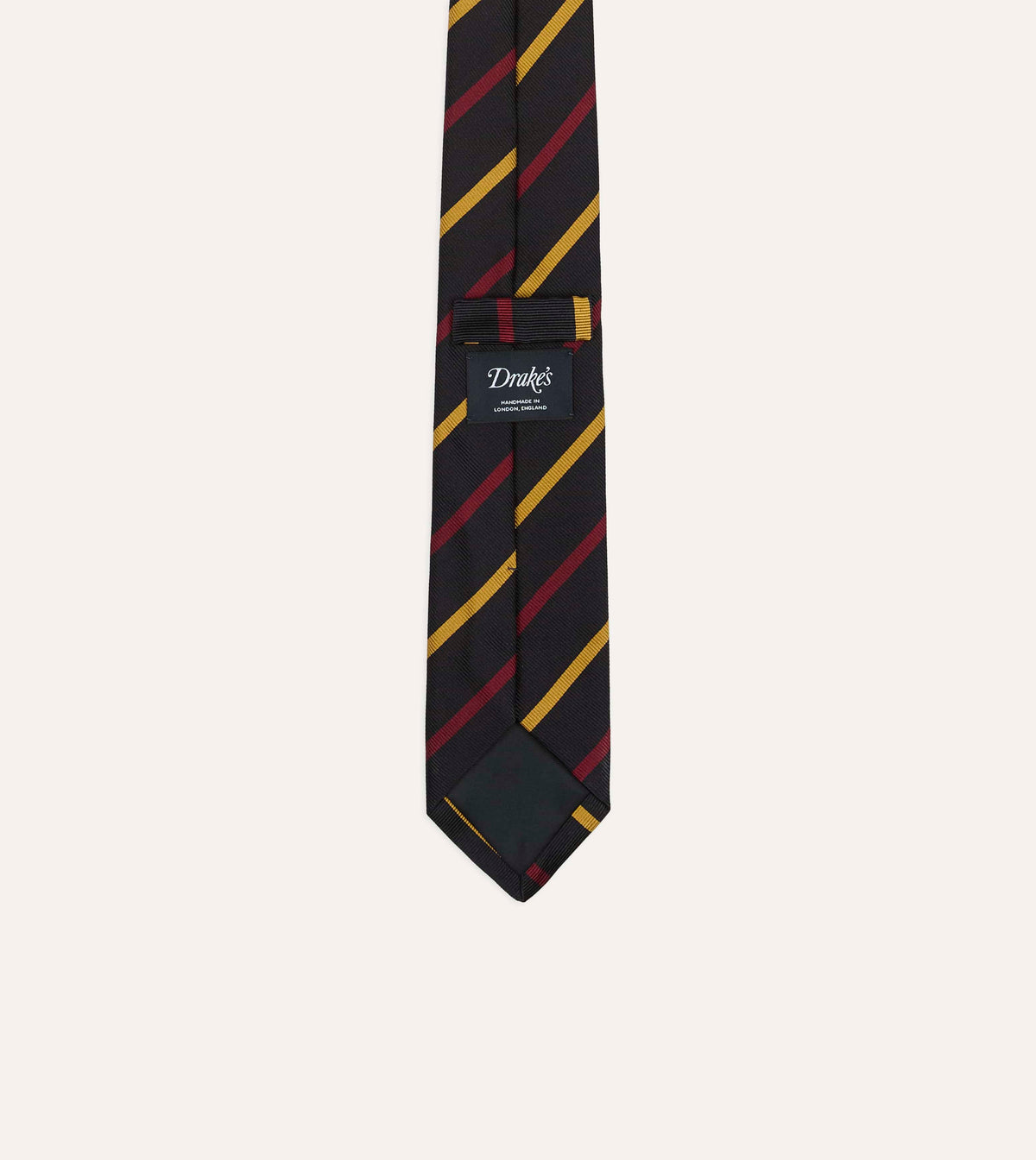 Navy, Red and Yellow Line Stripe Repp Silk Cotton Tipped Tie