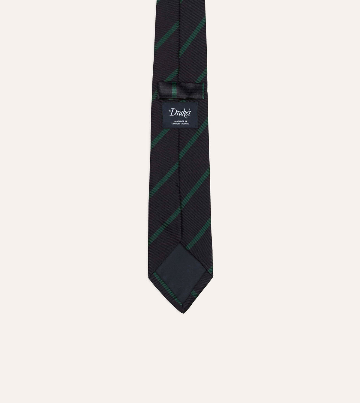 Navy and Green Line Stripe Repp Silk Tipped Tie