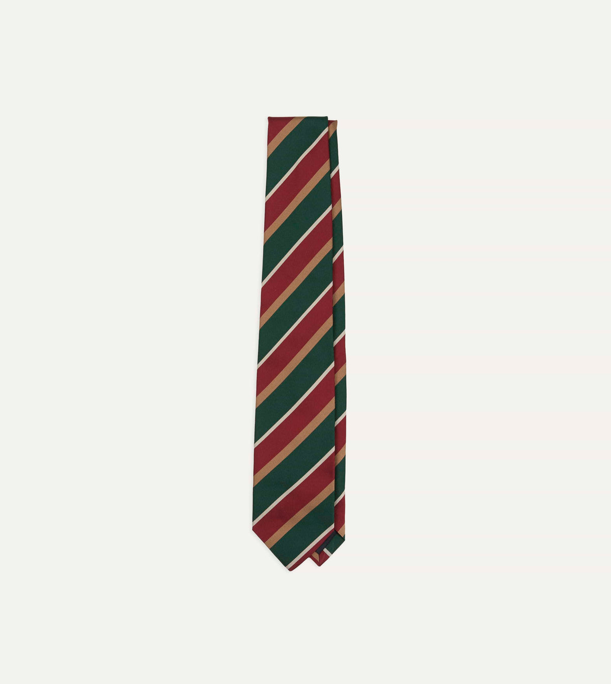 Green, Red and Gold Multi Stripe Silk Tipped Tie