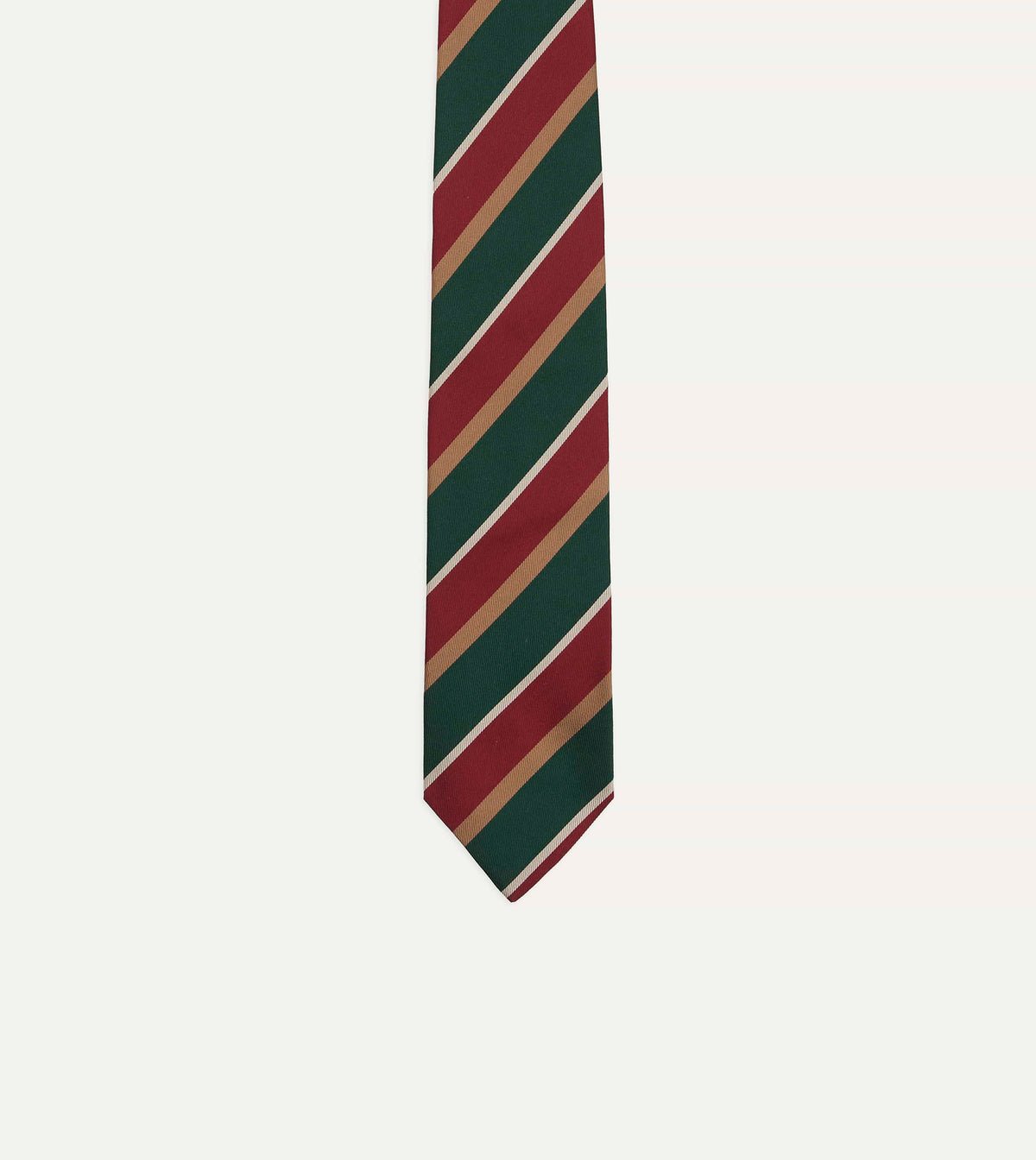 Green, Red and Gold Multi Stripe Silk Tipped Tie