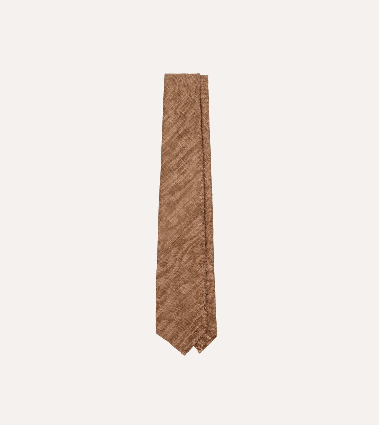 Light Brown Tussah Hand Rolled Silk Tie