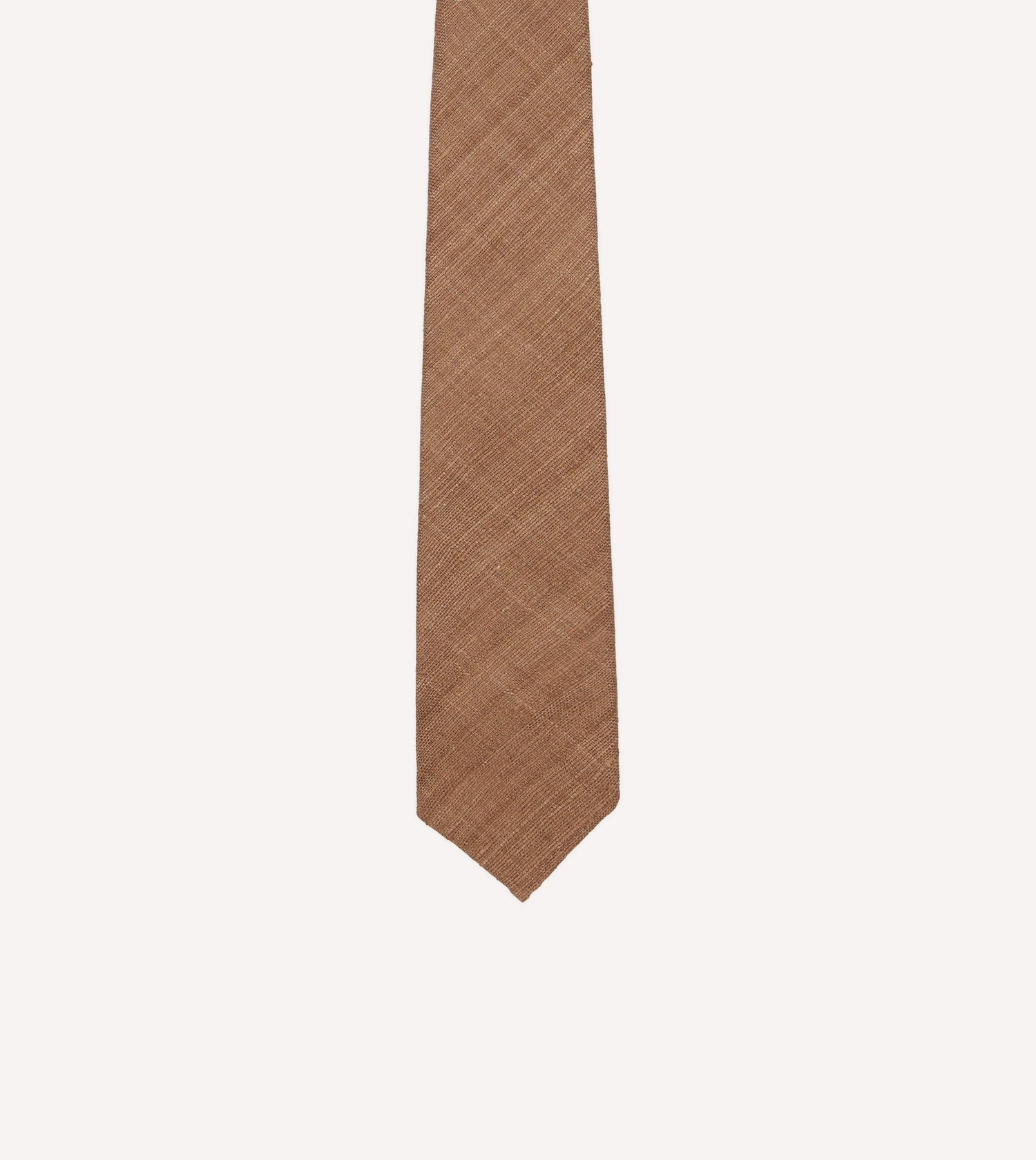 Light Brown Tussah Hand Rolled Silk Tie