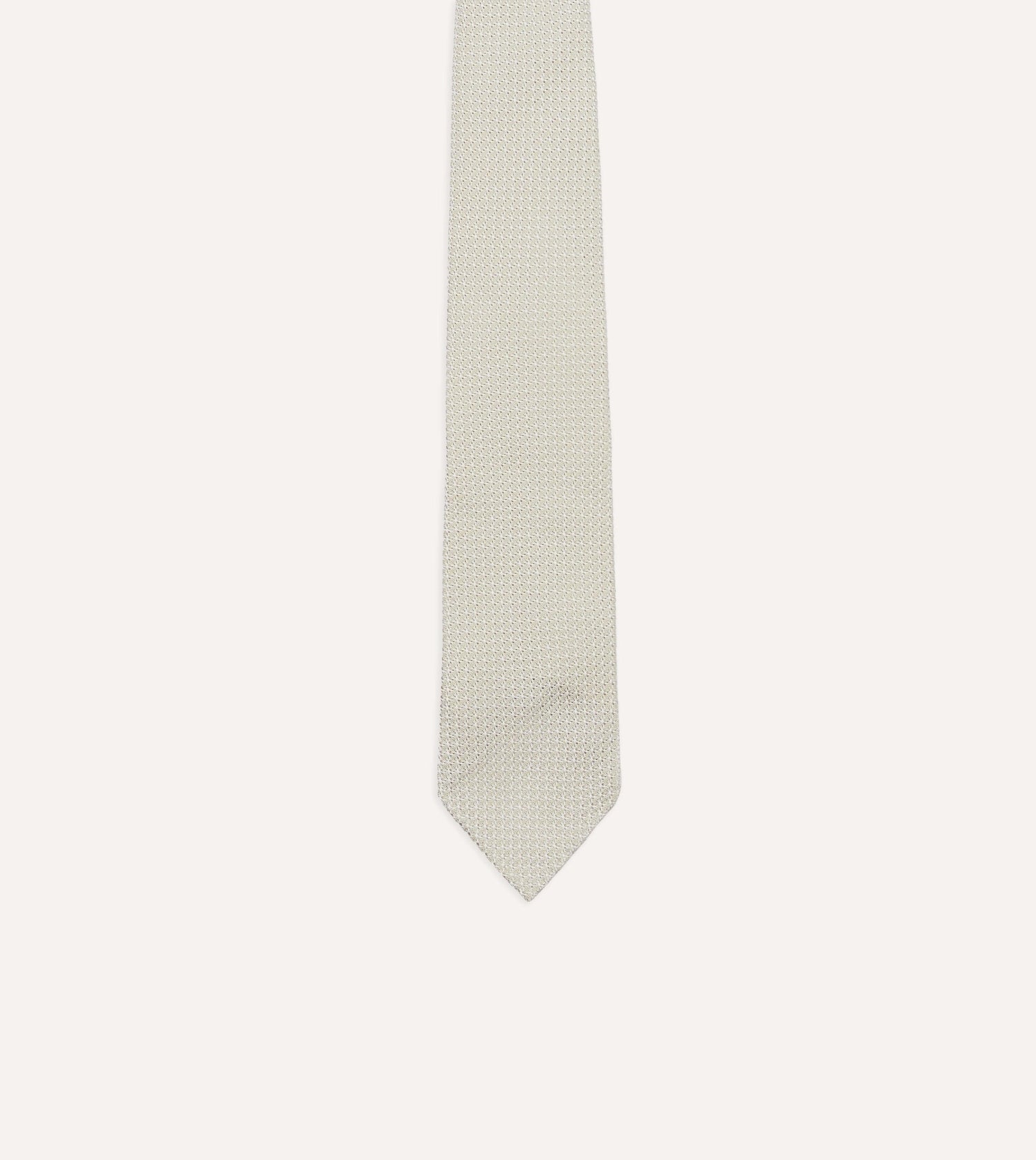 Cream Hand Rolled Large Knot Grenadine Tie