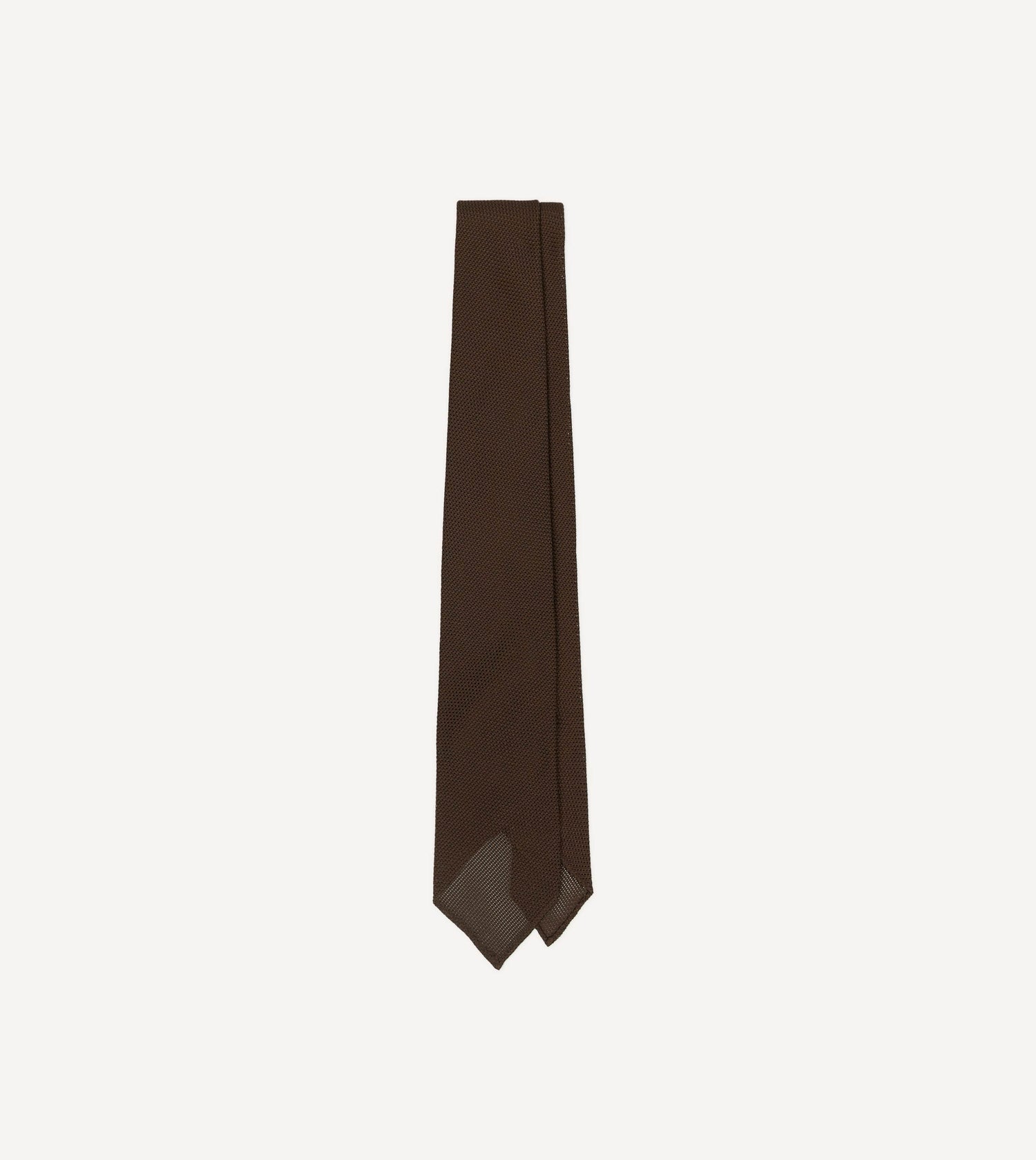 Brown Fine Woven Grenadine Silk Hand Rolled Tie