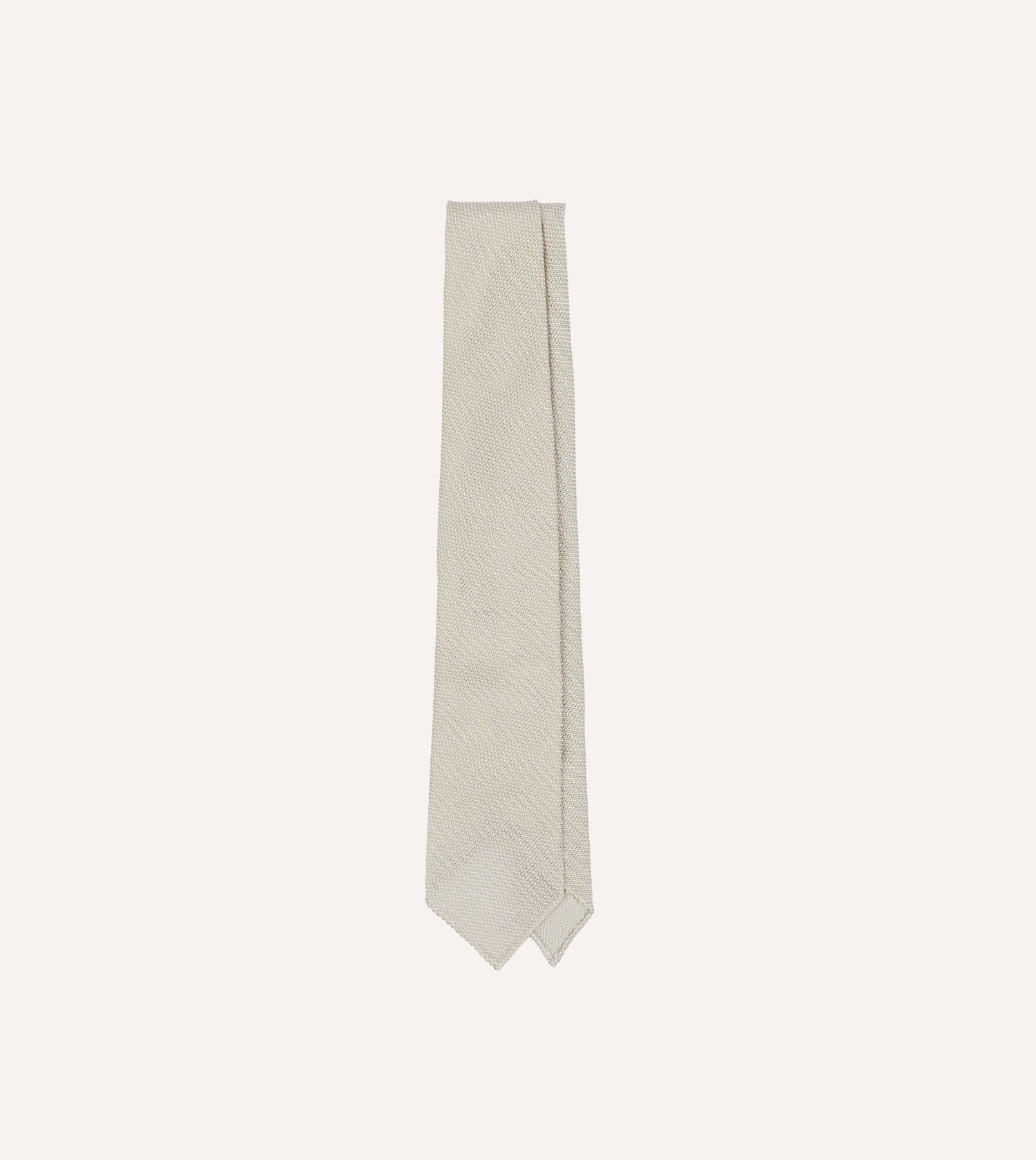 Ecru Fine Woven Grenadine Silk Hand Rolled Tie