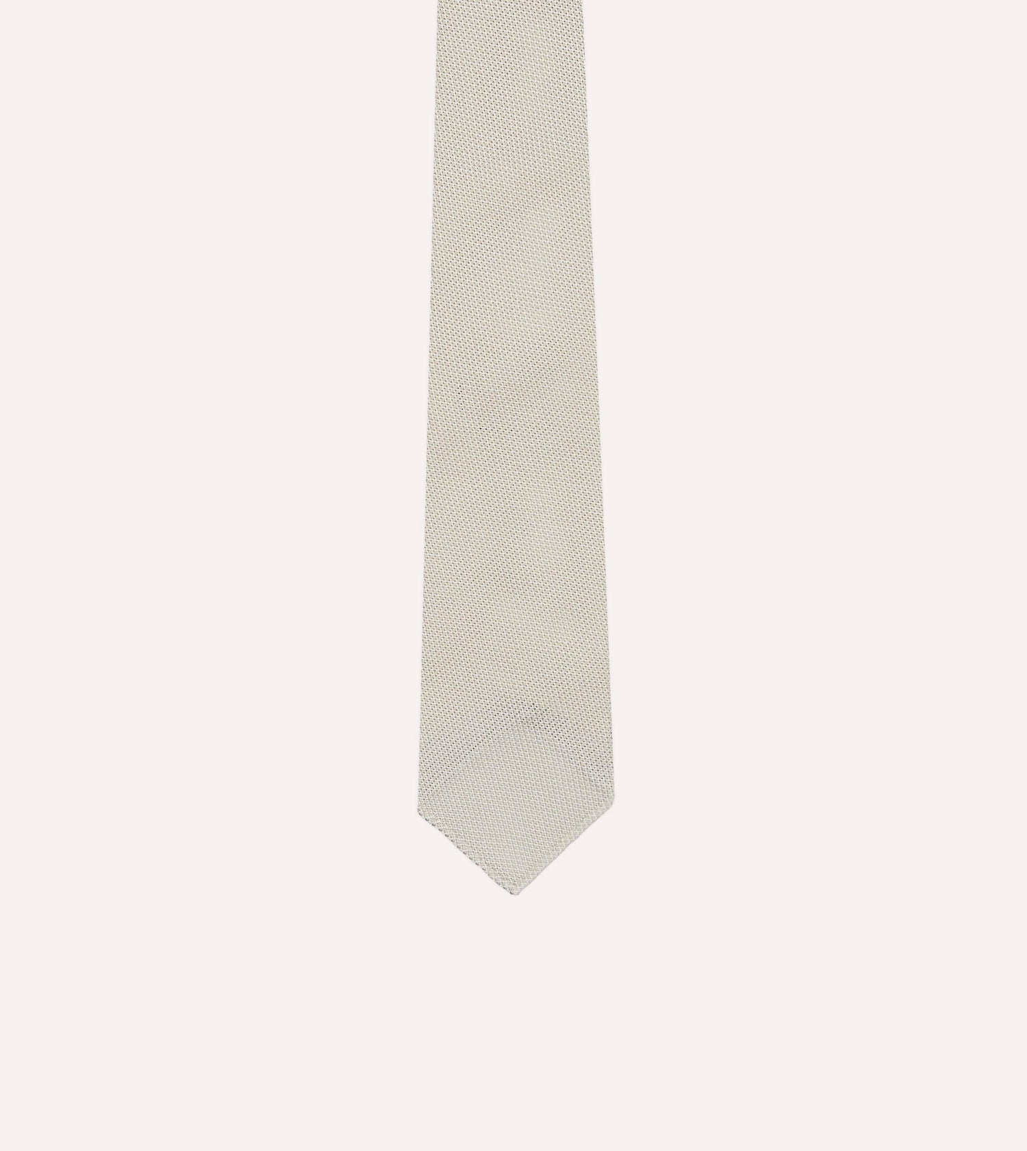 Ecru Fine Woven Grenadine Silk Hand Rolled Tie