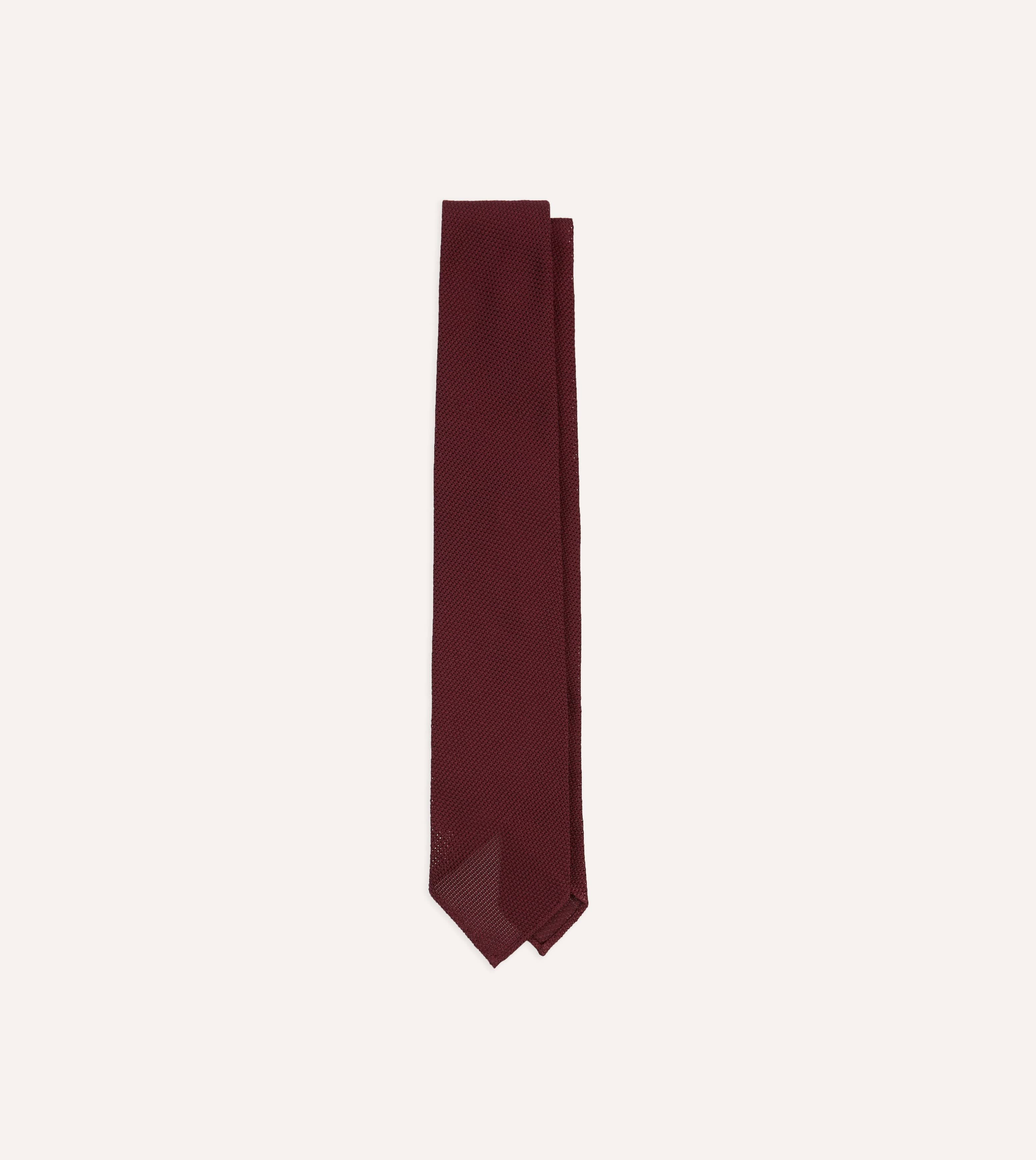 Maroon Fine Woven Grenadine Silk Hand Rolled Tie