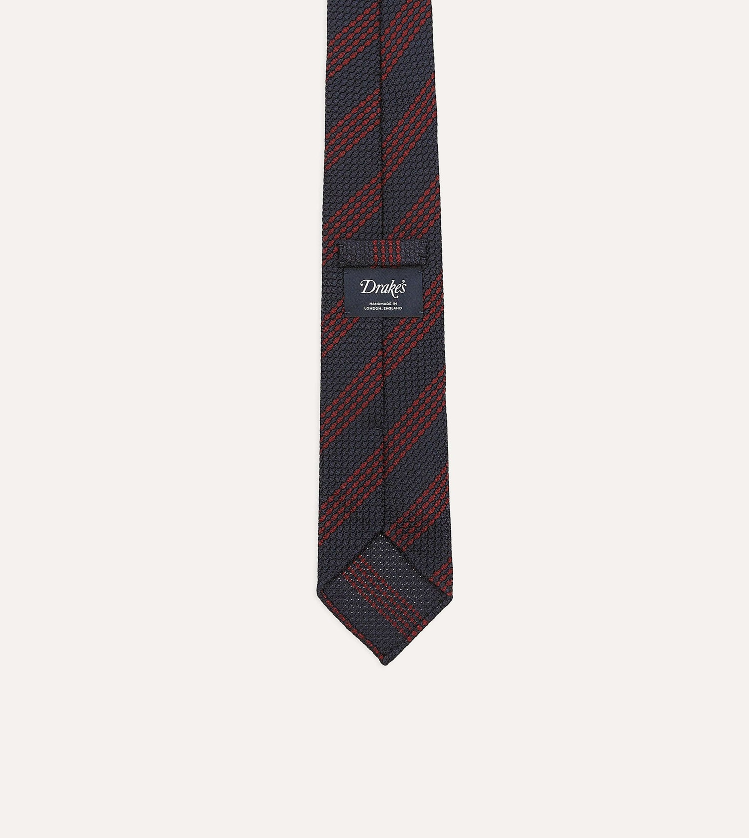 Navy and Red Stripe Hand Rolled Large Knot Grenadine Tie