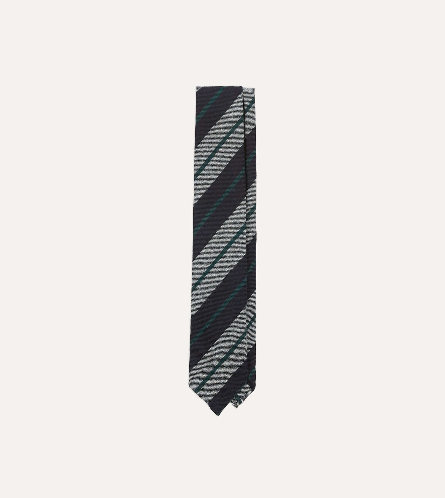 Black and Grey Multi Stripe Hand Rolled Wool Tie