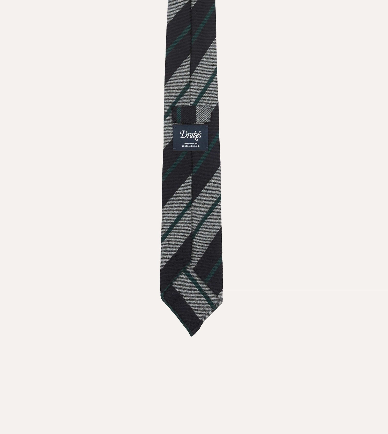 Black and Grey Multi Stripe Hand Rolled Wool Tie
