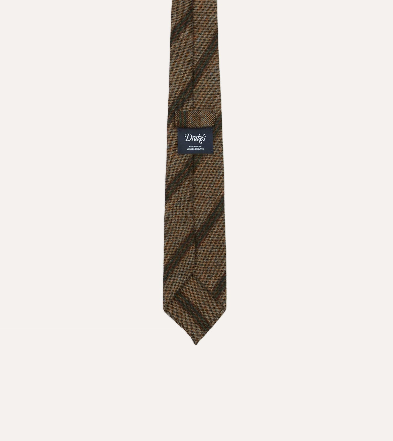 Brown Sandwich Stripe Hand Rolled Wool Tie