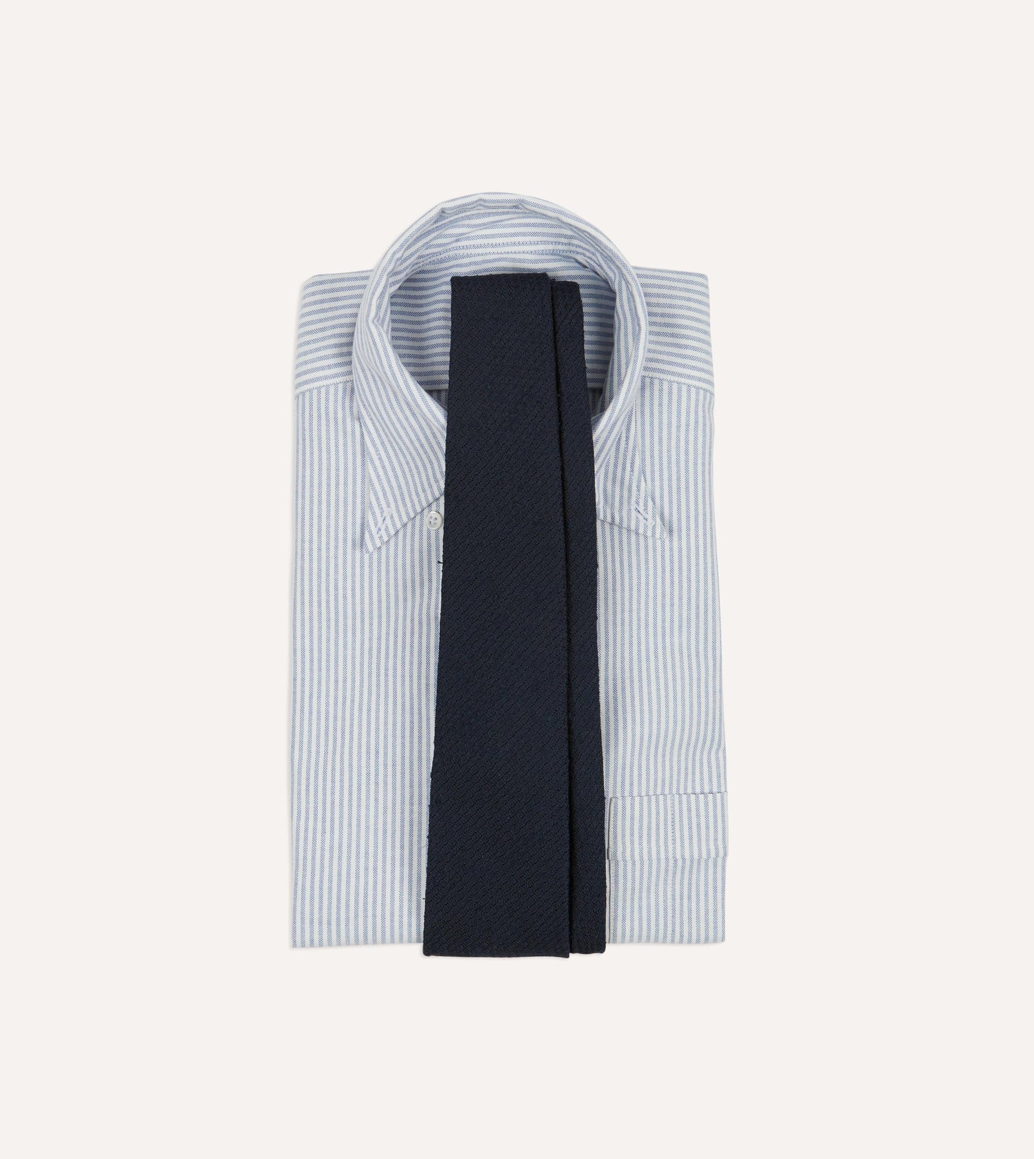 Navy Shantung Silk Hand-Rolled Tie