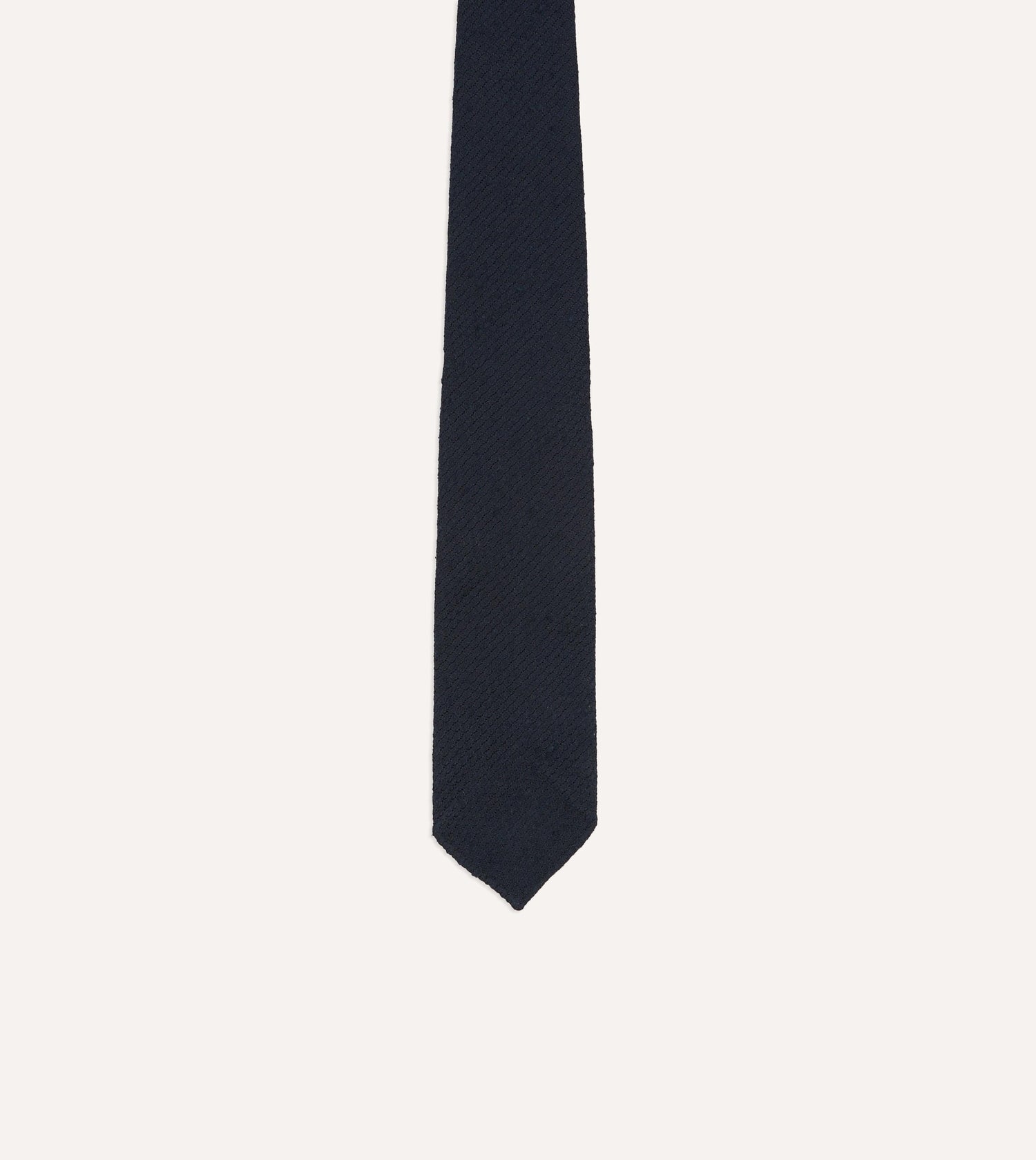 Navy Shantung Silk Hand-Rolled Tie