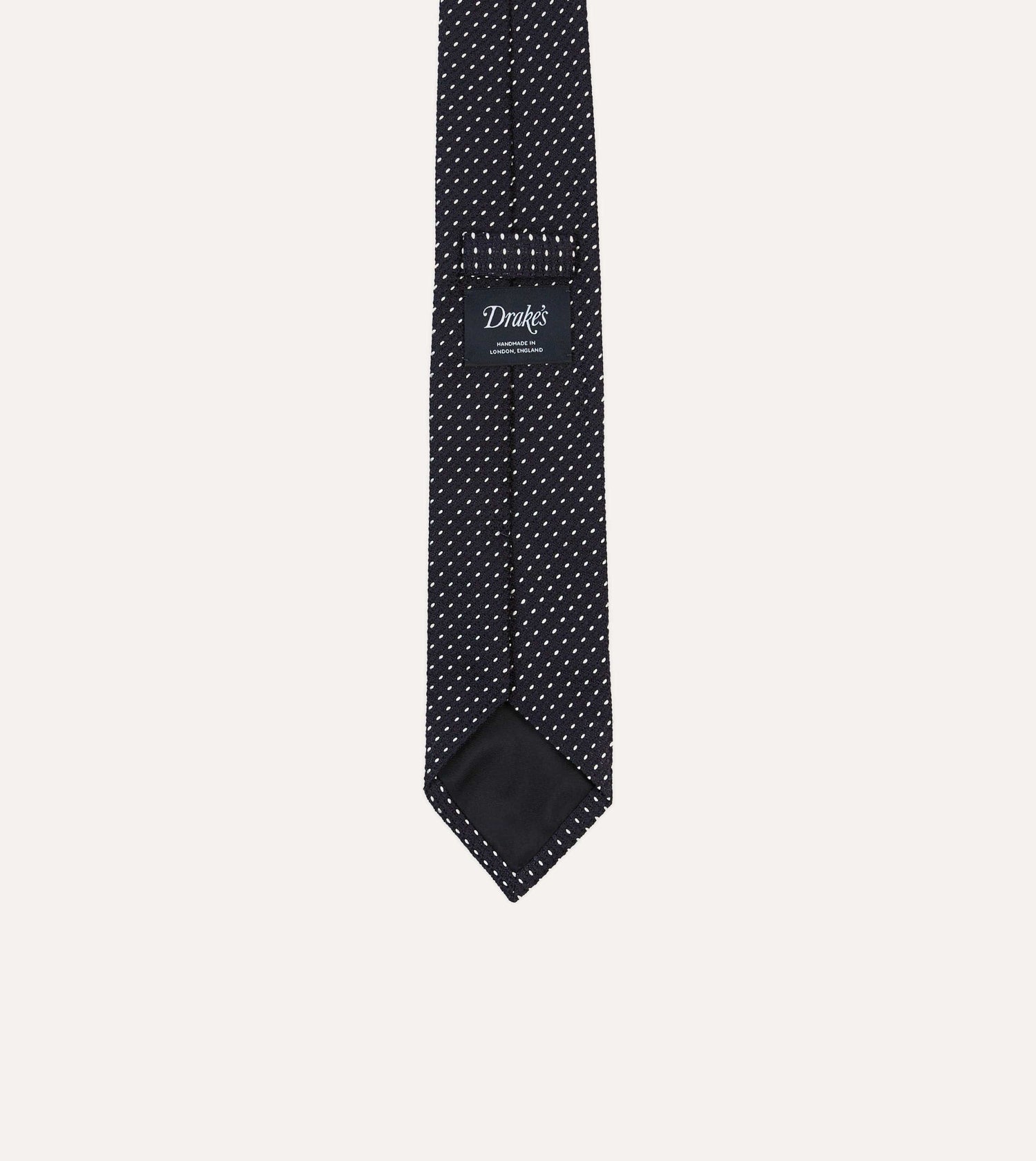 Navy and White Stitching Woven Grenadine Silk Tipped Tie