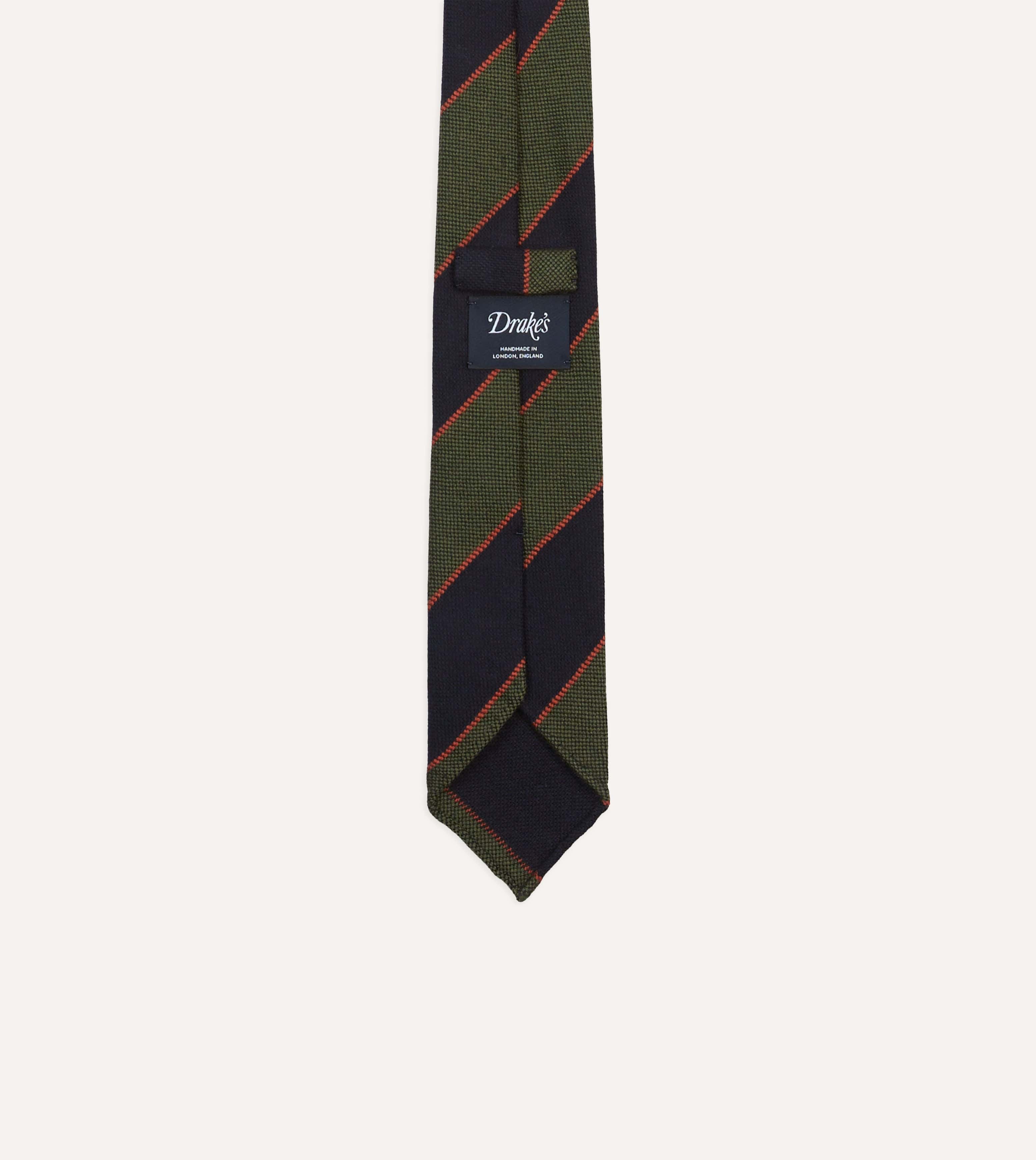 Green, Red and Navy Line Stripe Hand Rolled Wool Tie