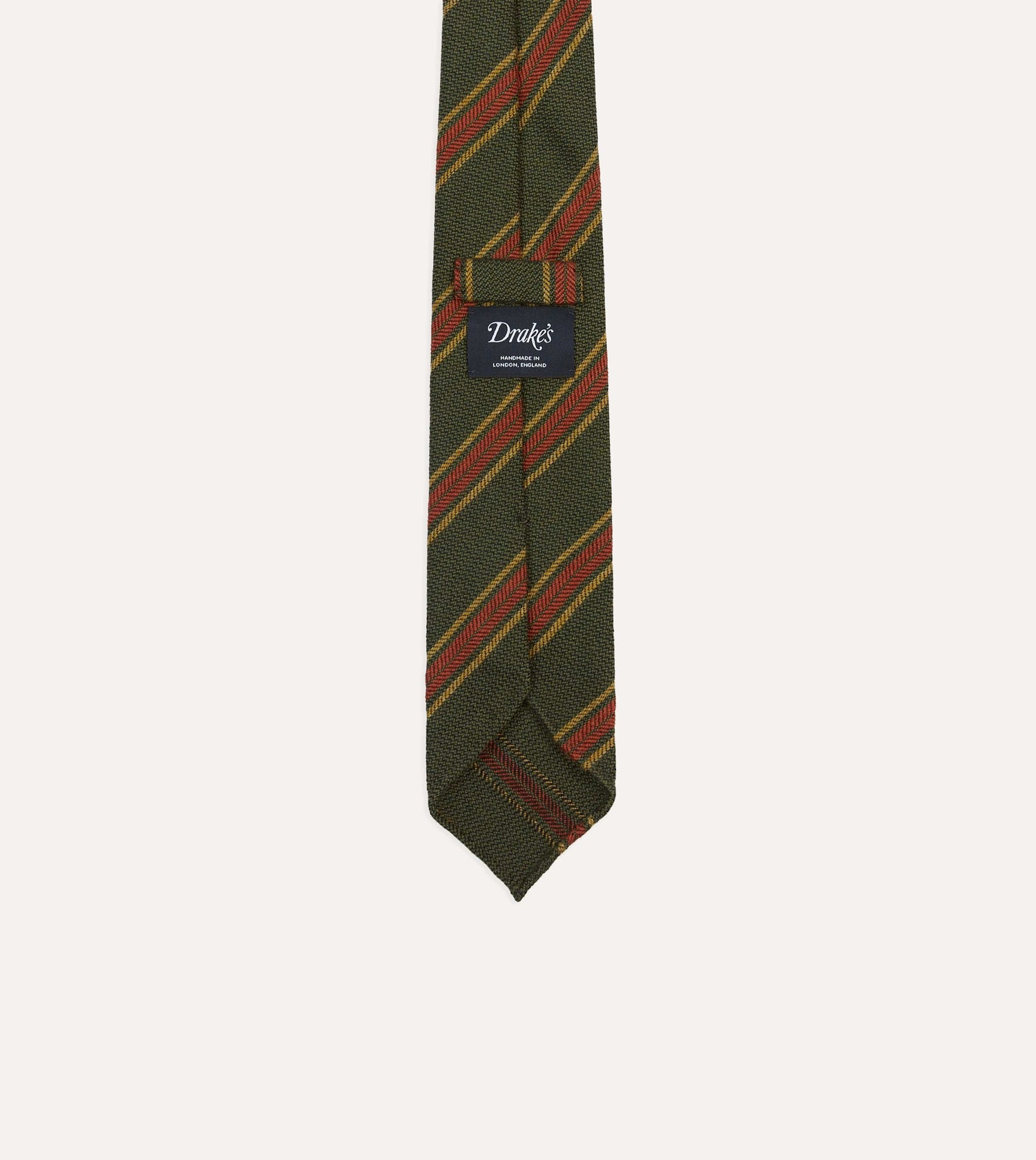 Green, Yellow and Red Triple Stripe Hand Rolled Wool Tie
