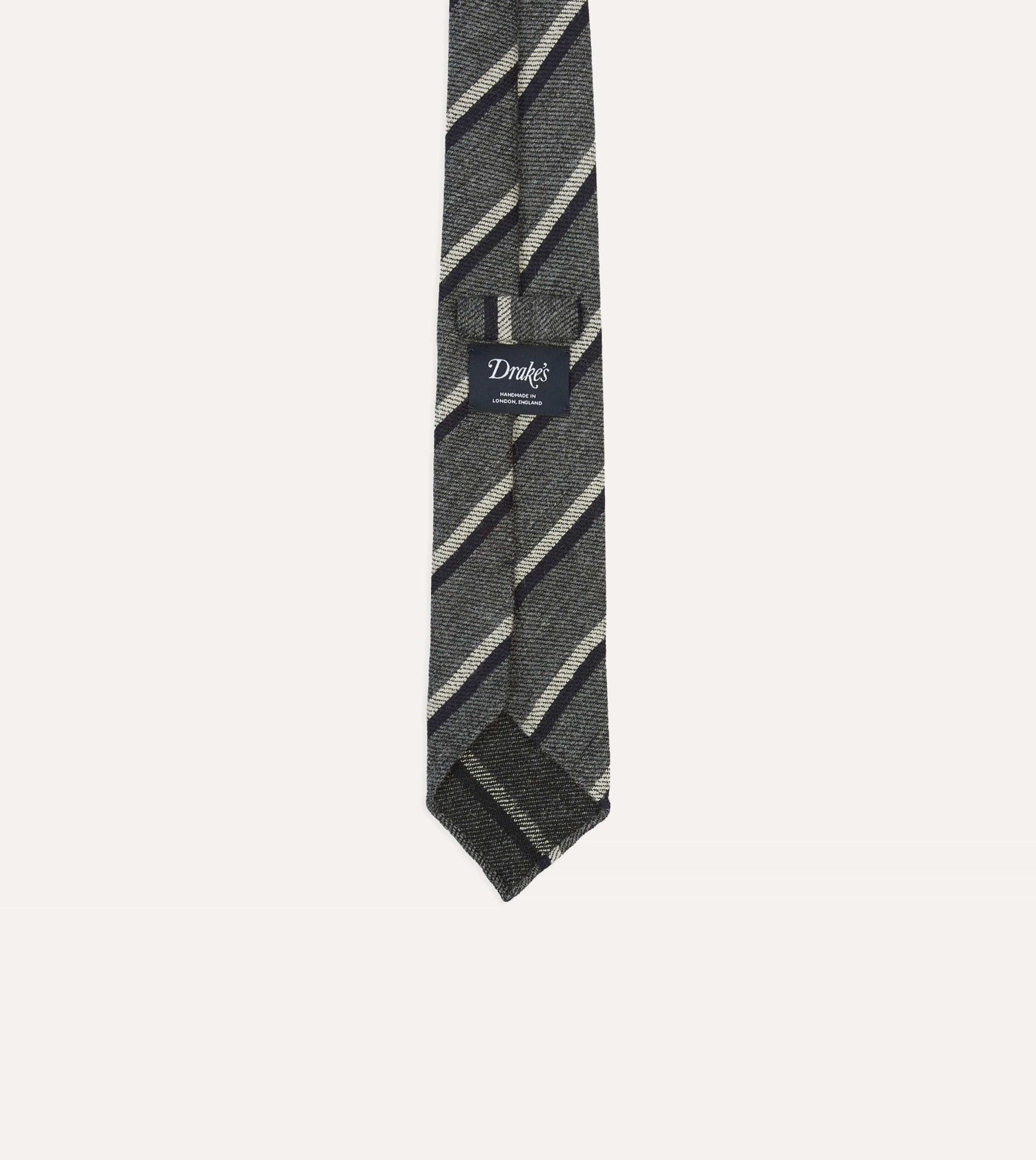 Grey Double Stripe Hand Rolled Wool Tie