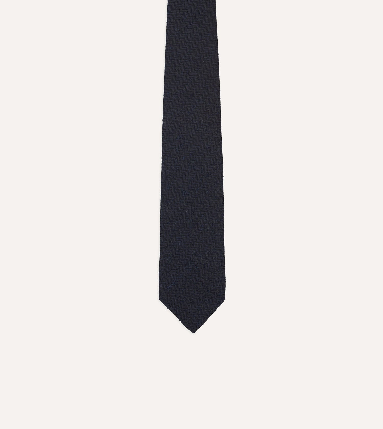 Navy Shantung Silk Hand-Rolled Tie