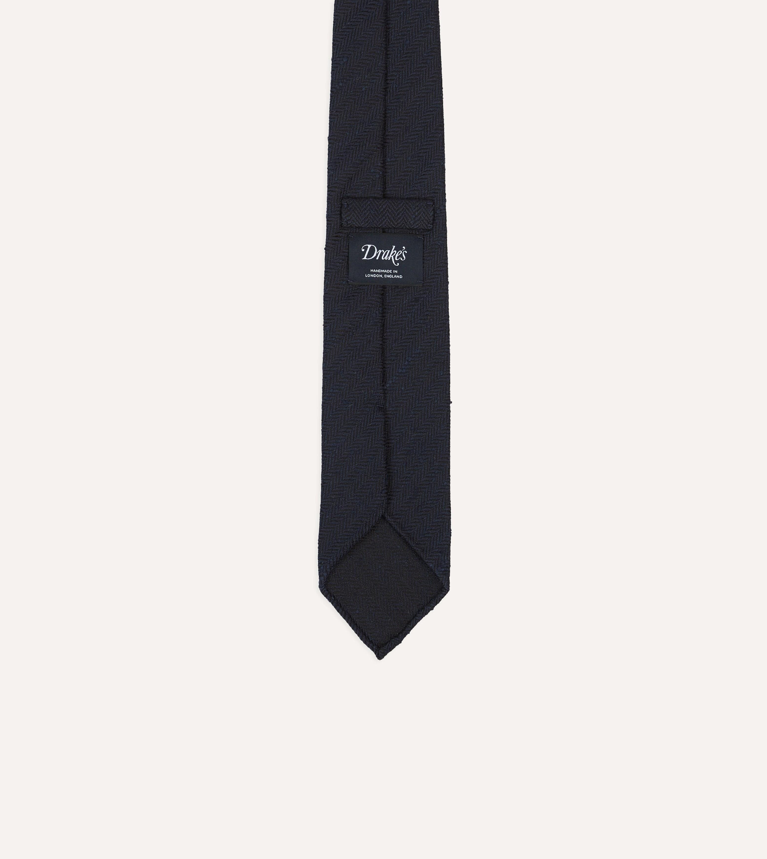 Navy Shantung Silk Hand-Rolled Tie