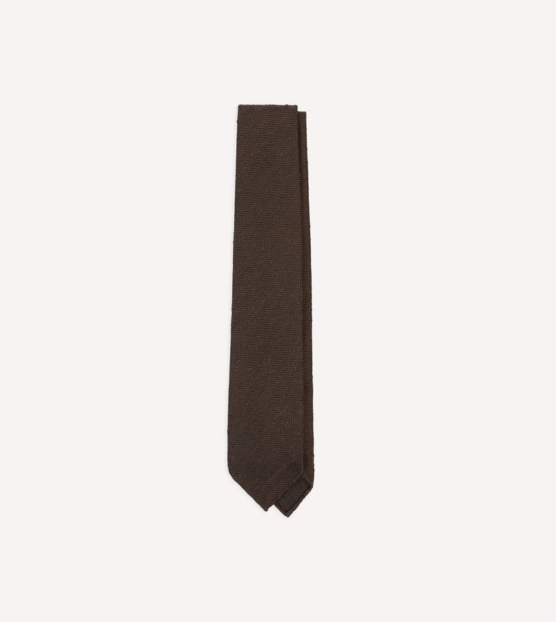 Brown Shantung Silk Hand-Rolled Tie