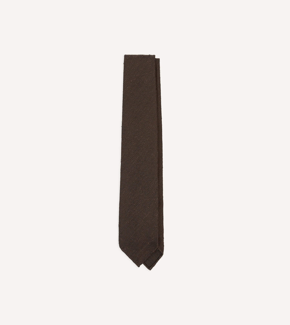 Brown Shantung Silk Hand-Rolled Tie