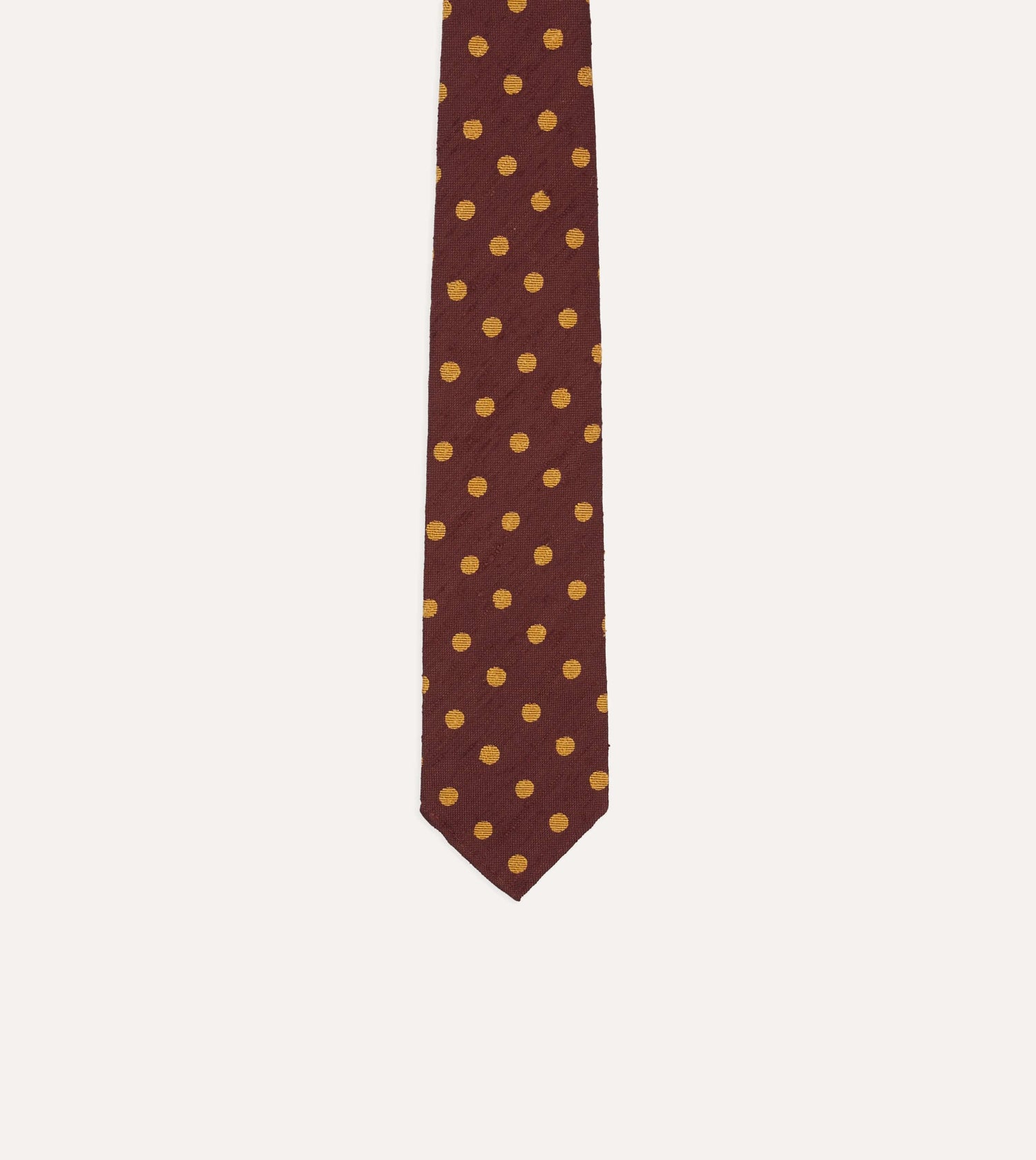 Red and Gold Polka Dot Shantung Silk Tie
