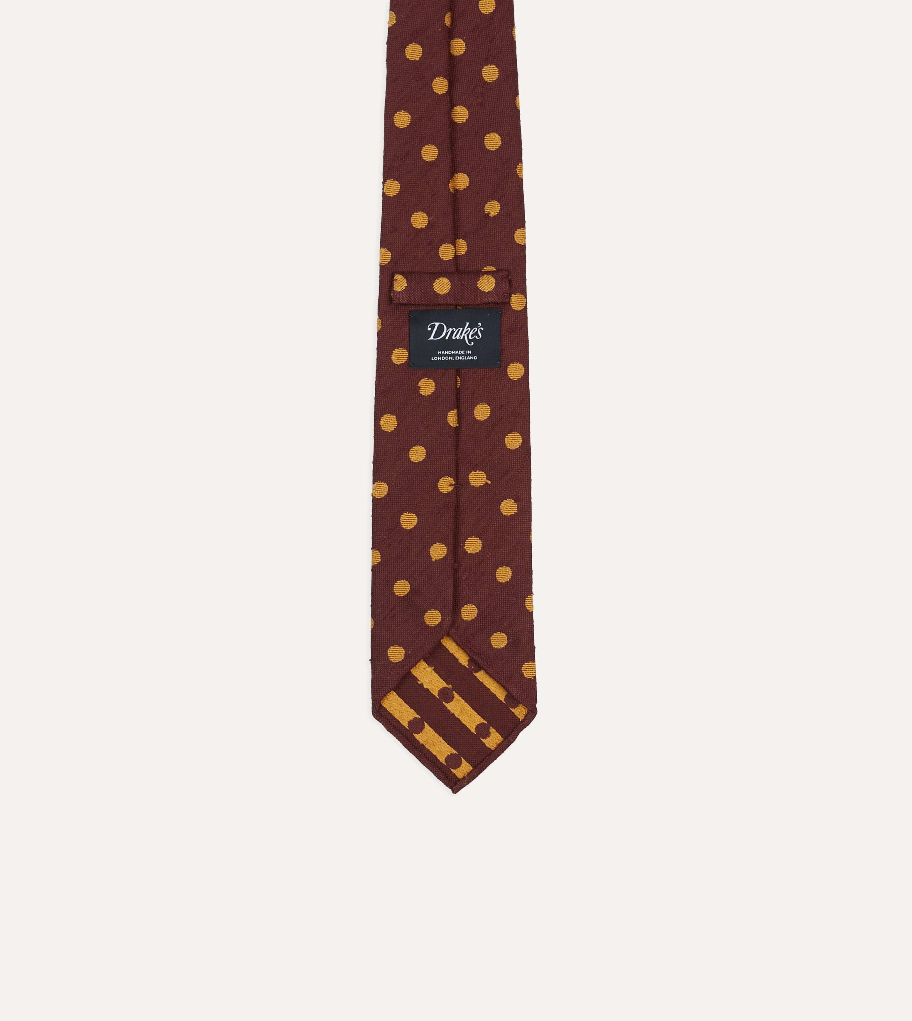 Red and Gold Polka Dot Shantung Silk Tie