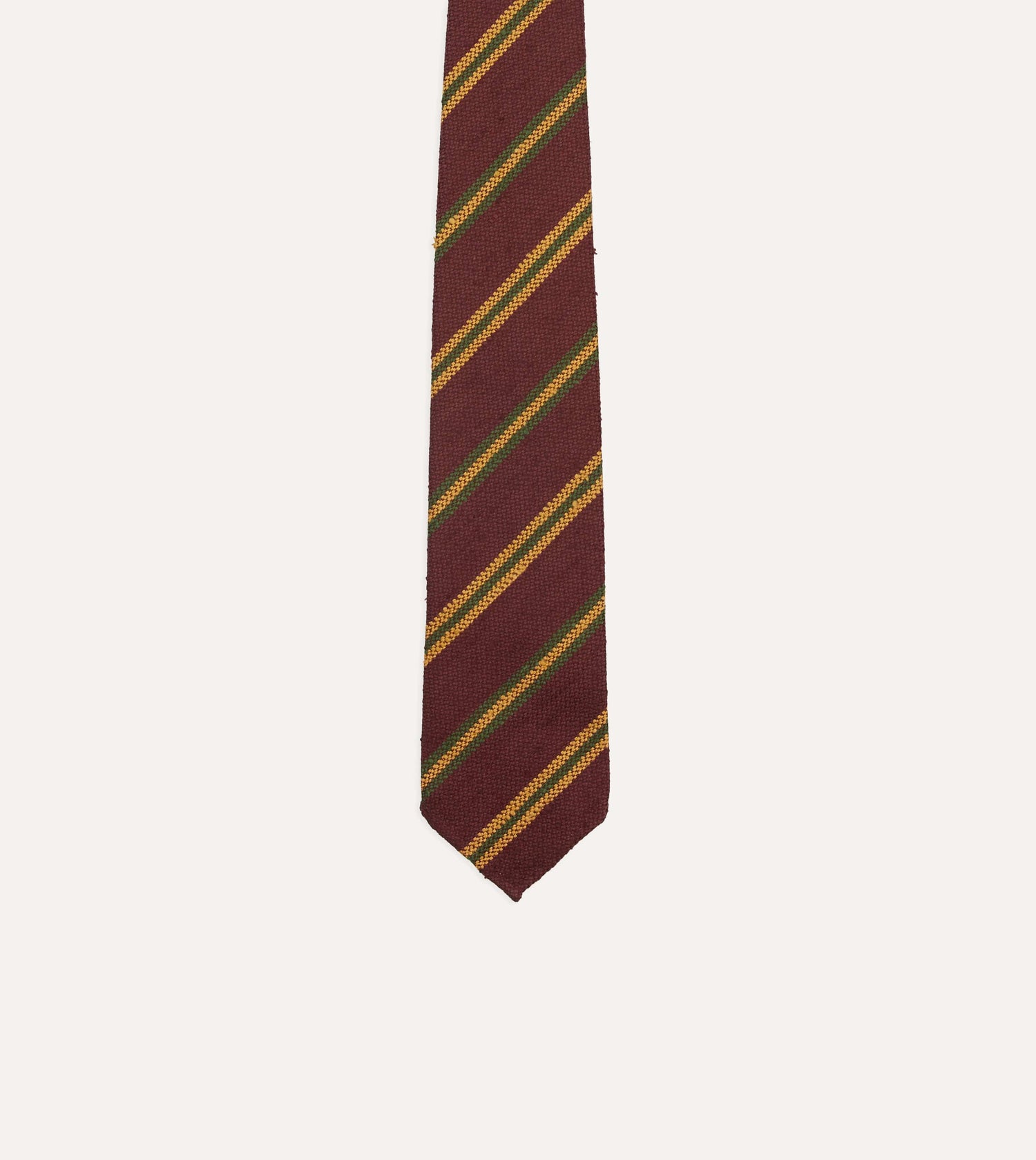 Red, Gold and Green Sandwich Stripe Shantung Silk Tie